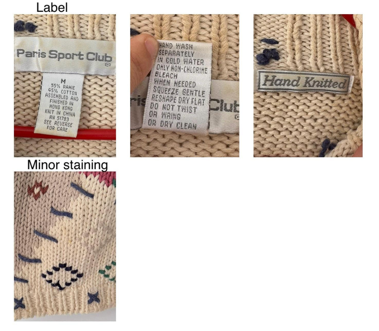 80s vintage multicolor floral patchwork granny thick hand knit sweater