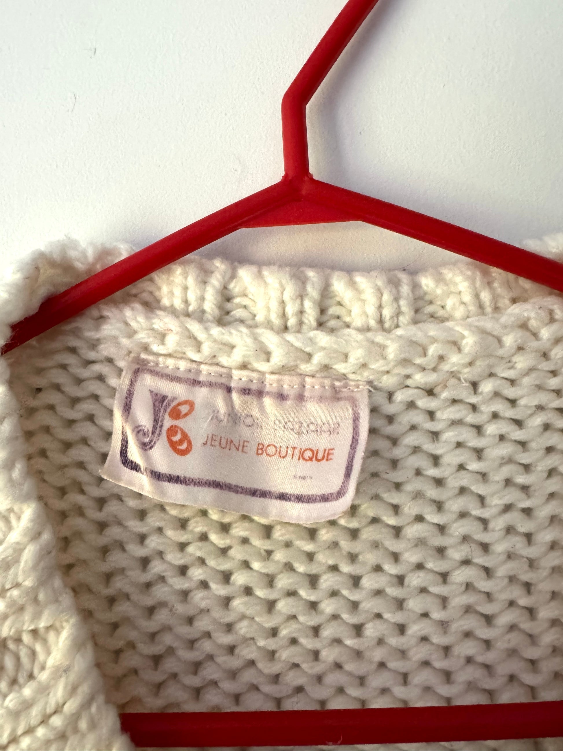 70s vintage cream floral knit sleeveless sweater vest
