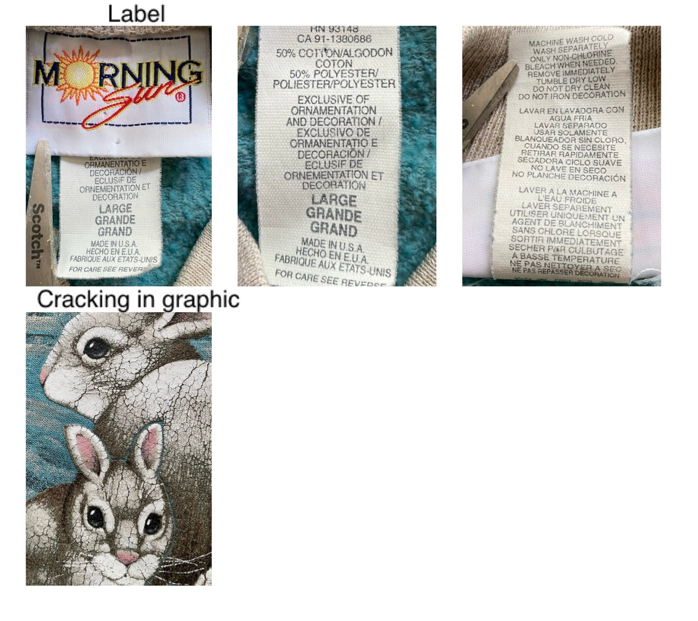 90s vintage green bunnies in nature pullover sweatshirt