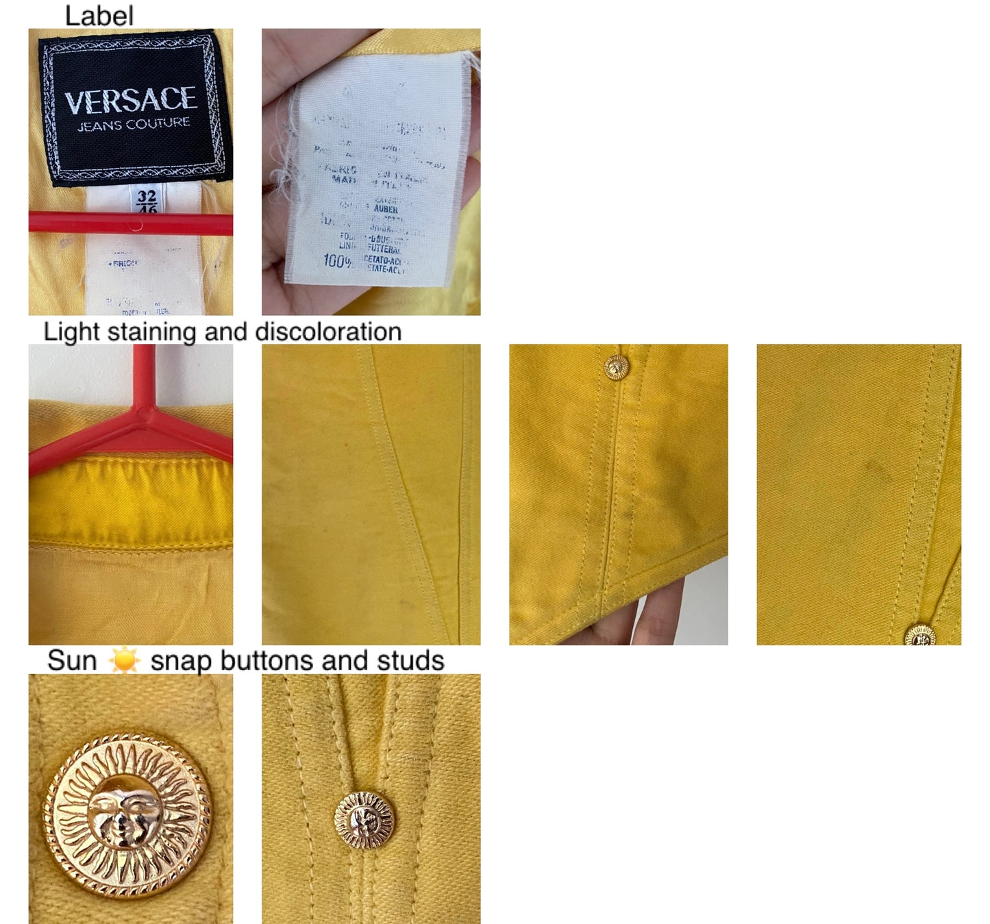 90s vintage Versace jeans couture yellow button up vest
