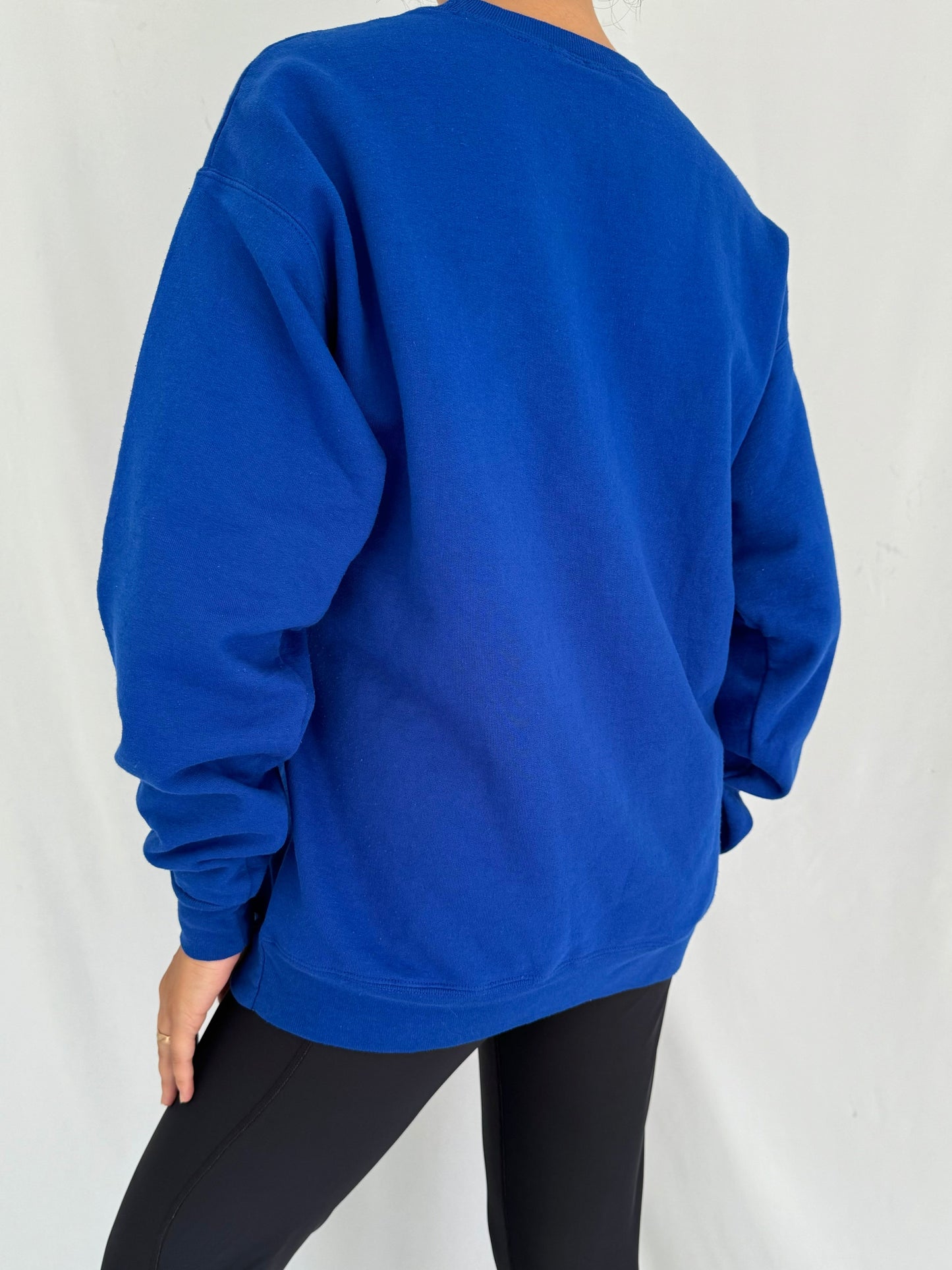y2k vintage blue balloonfest ohio graphic crewneck pullover sweater – medium | unisex novelty balloon festival print long sleeved sweatshirt