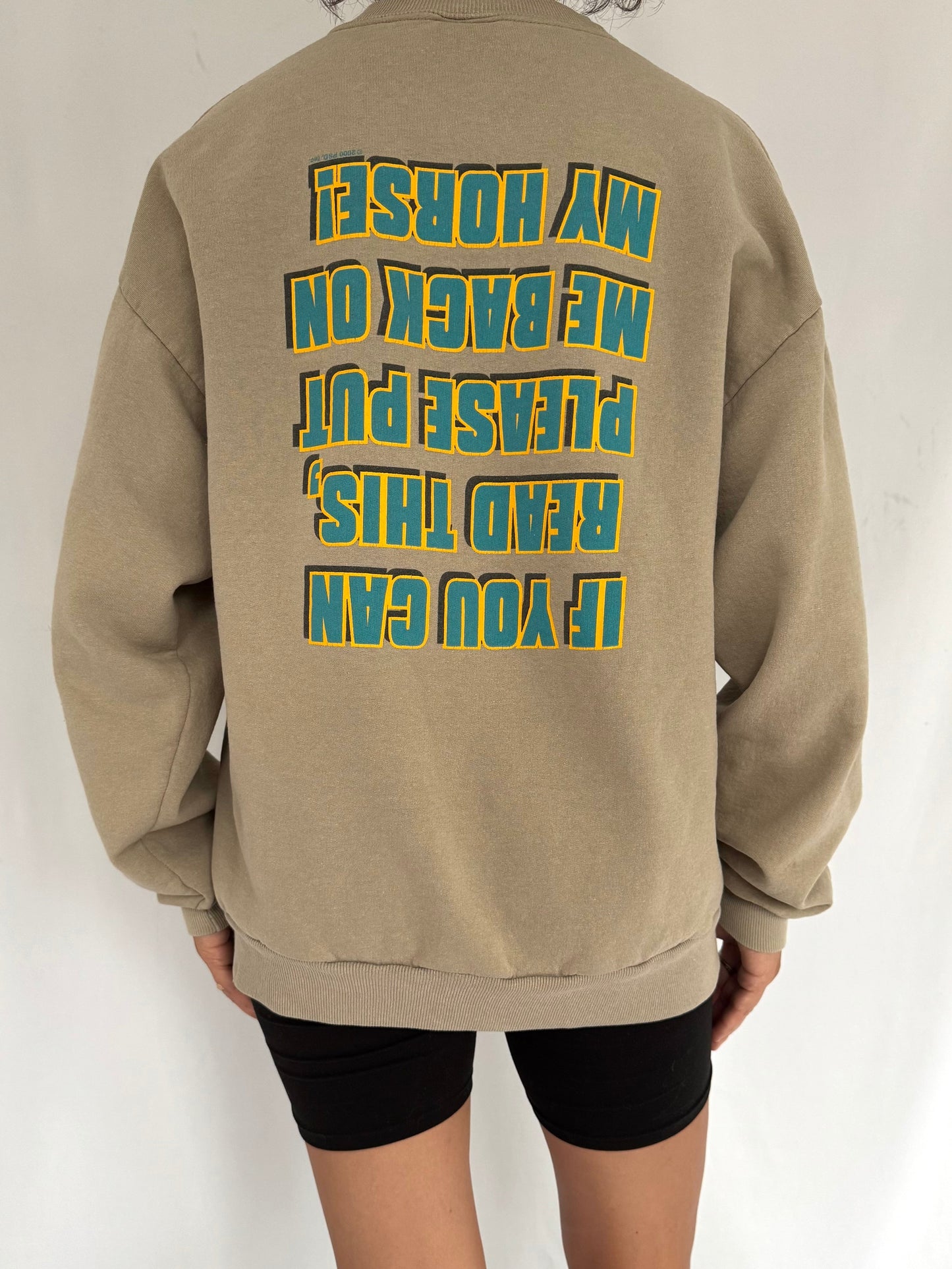 y2k vintage funny horseback riding phrase graphic pullover sweatshirt