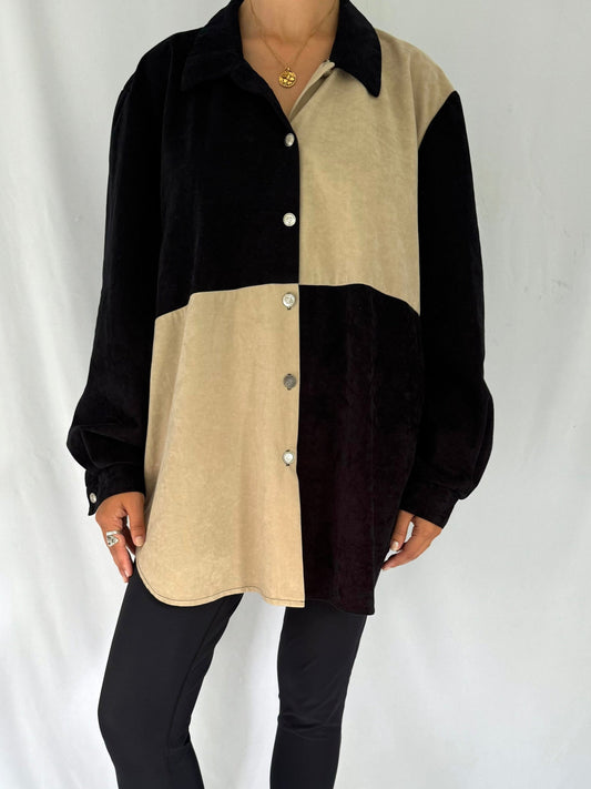 90s vintage two tone graphic long sleeved button up shirt