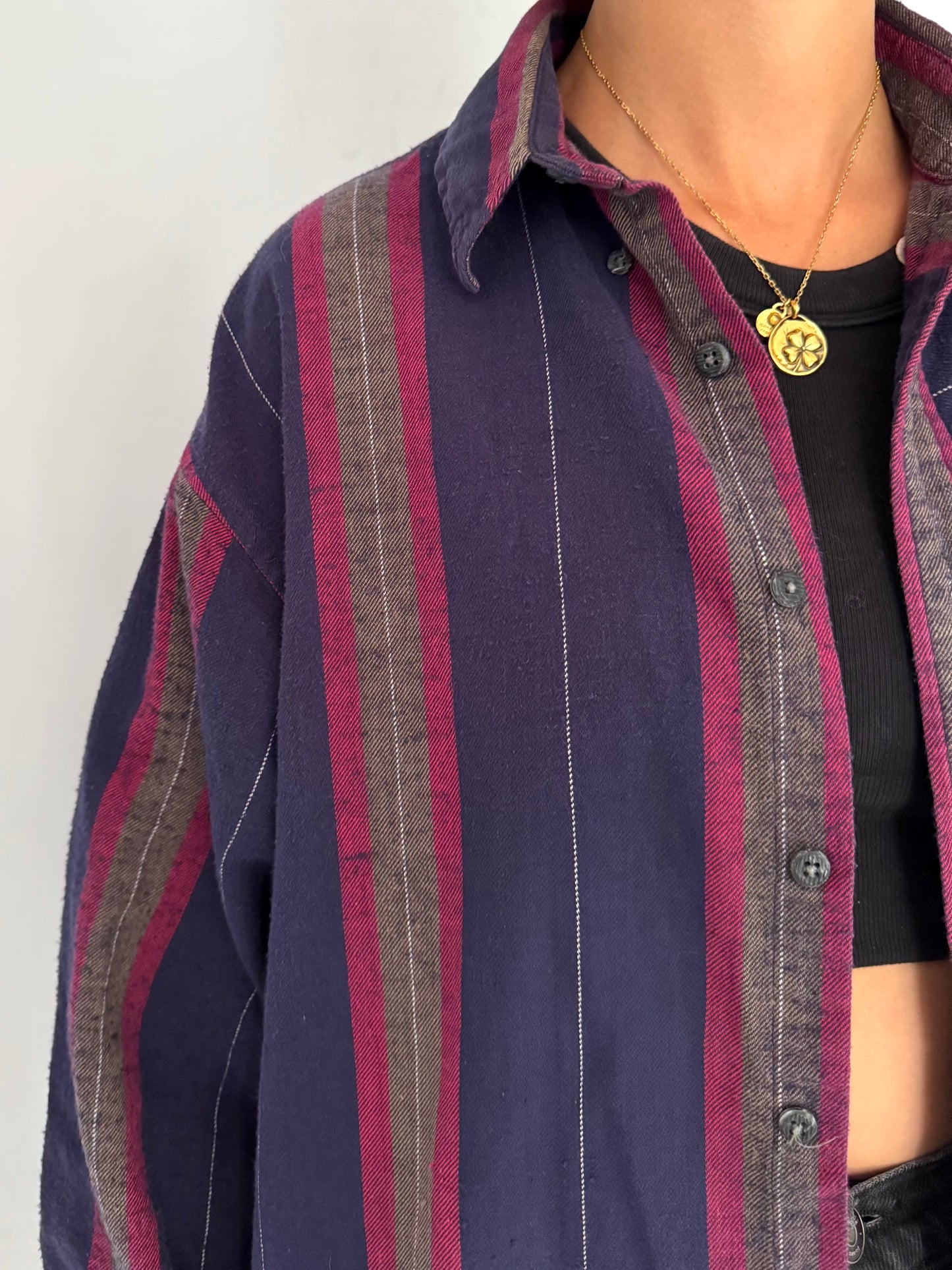 90s vintage multicolor plaid print boyfriend fit flannel button up shirt - large | unisex relaxed cotton cozy izod collared long sleeved top