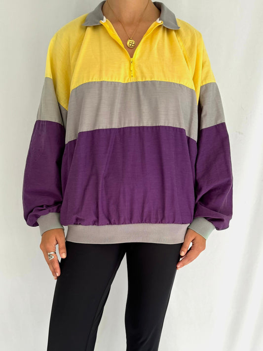 90s vintage multicolor graphic striped long sleeved sweater top