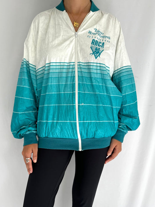 90s vintage turquoise unisex light windbreaker jacket