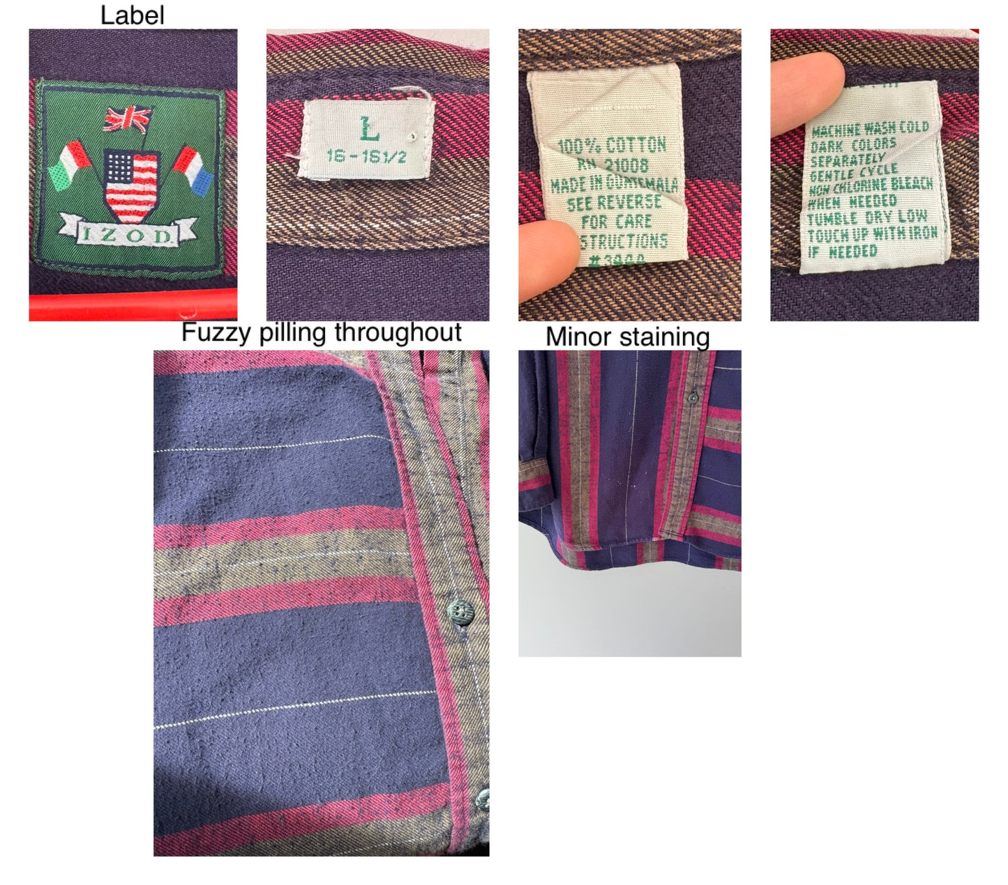 90s vintage multicolor plaid print boyfriend fit flannel button up shirt - large | unisex relaxed cotton cozy izod collared long sleeved top