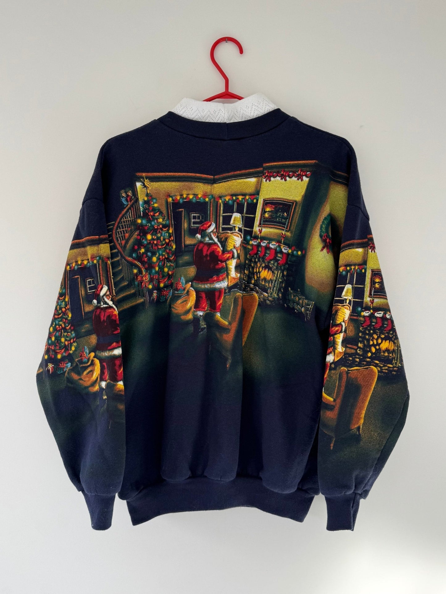 90s vintage christmas holiday scene graphic pullover sweater