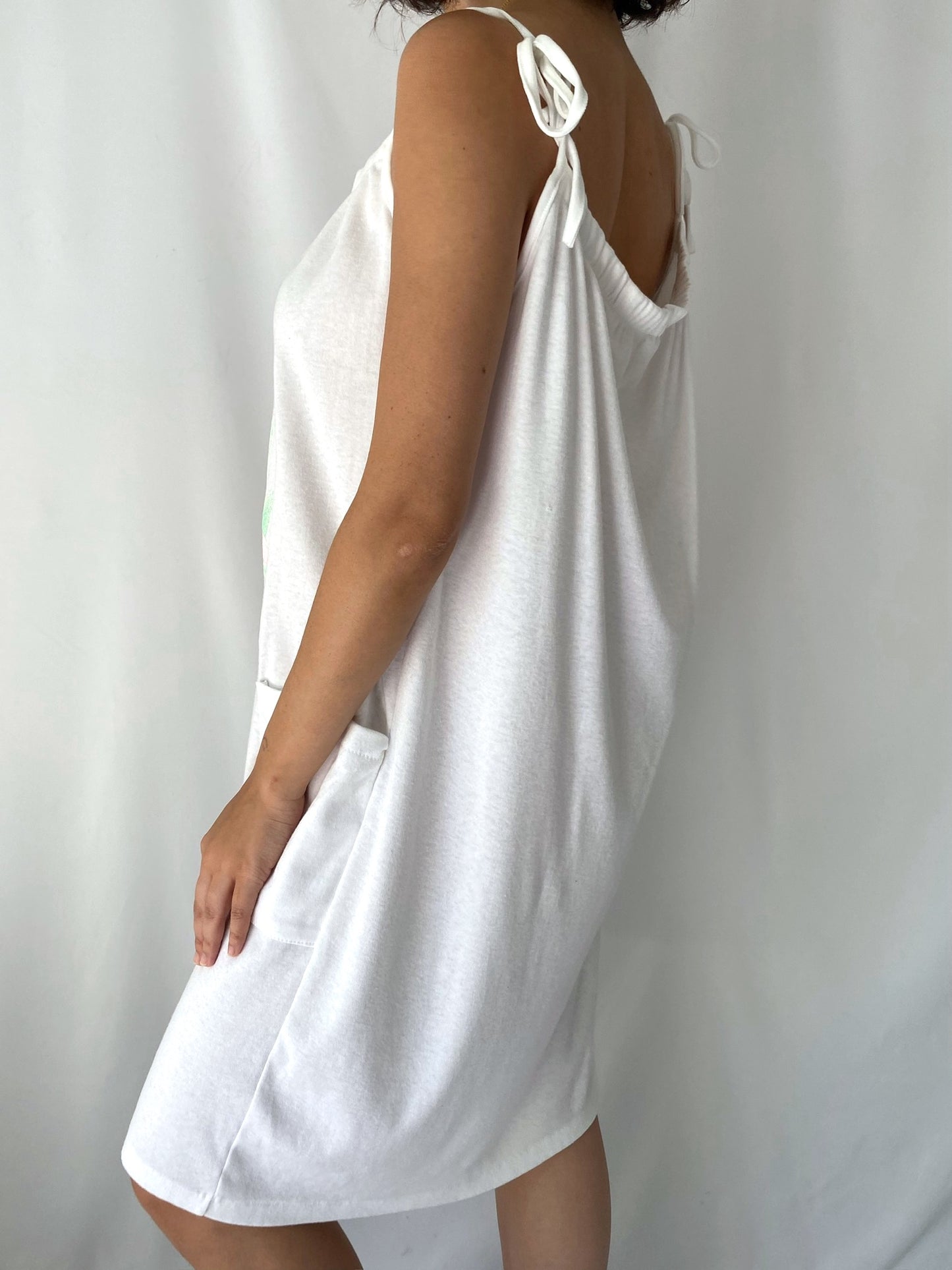 80s vintage white pastel flamingo sleeveless beach cover up dress