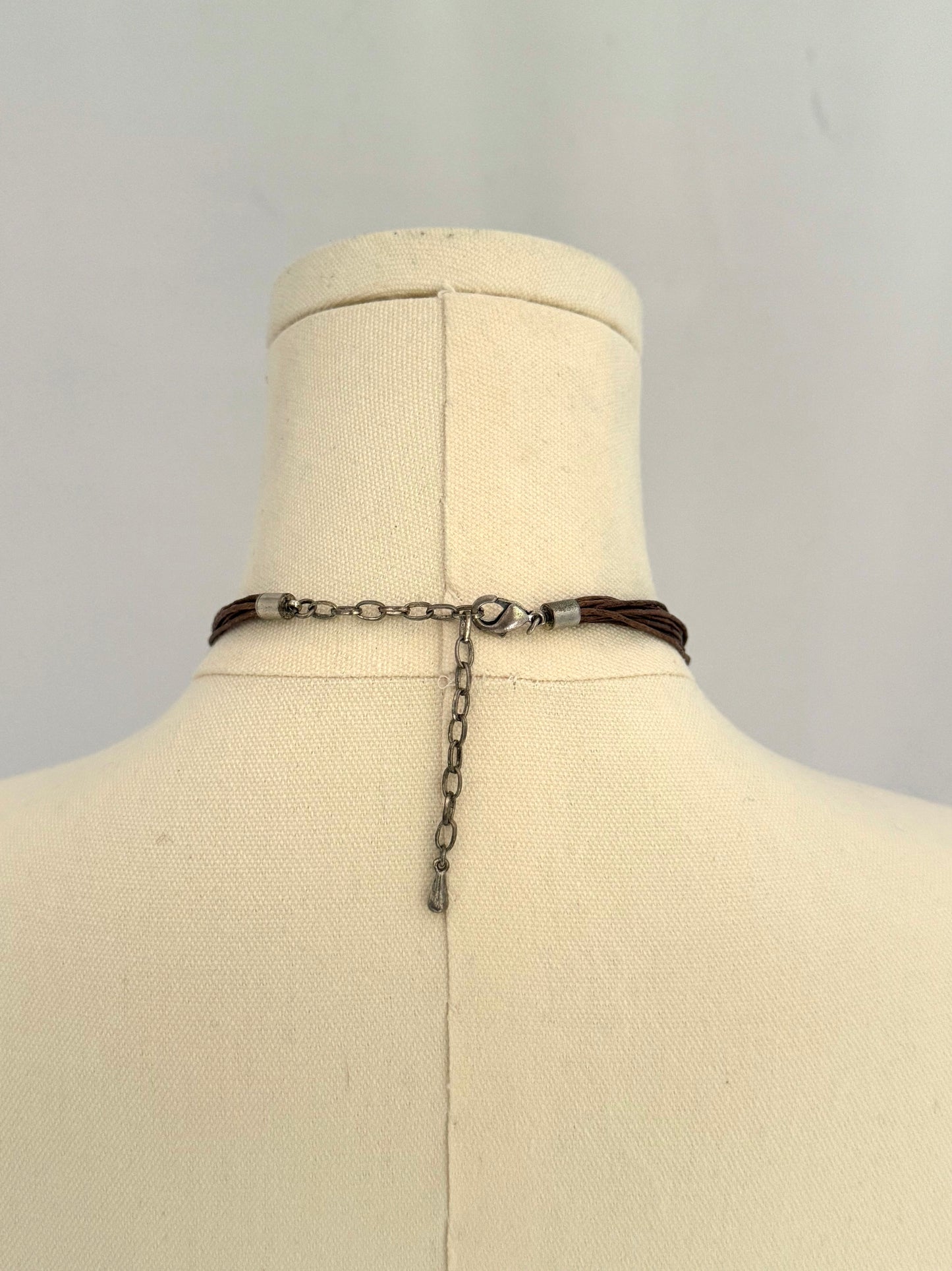 vintage large silver swirl pendant cord rope short choker necklace