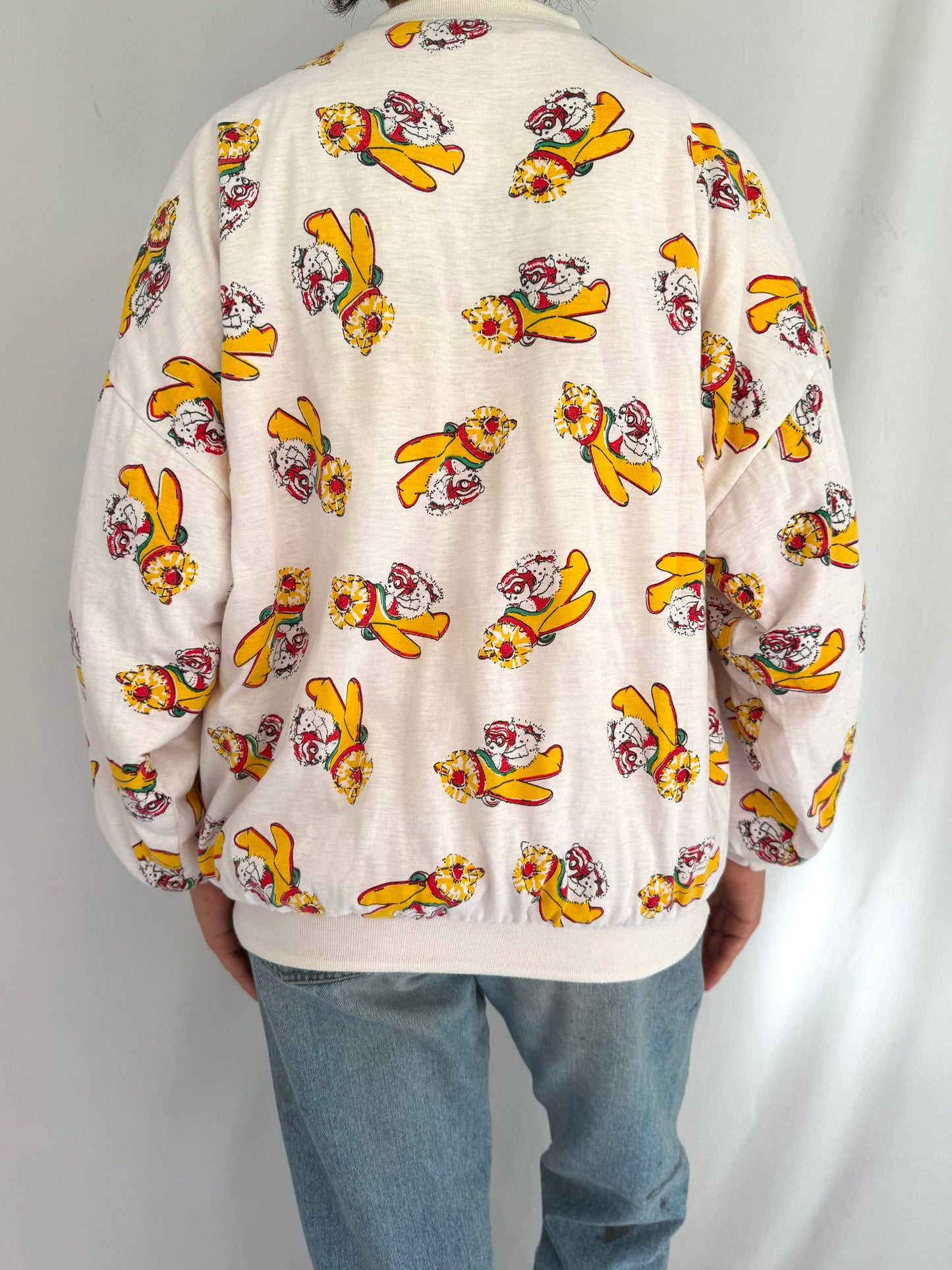 80s vintage pink reversible puffy santa bear pullover sweatshirt