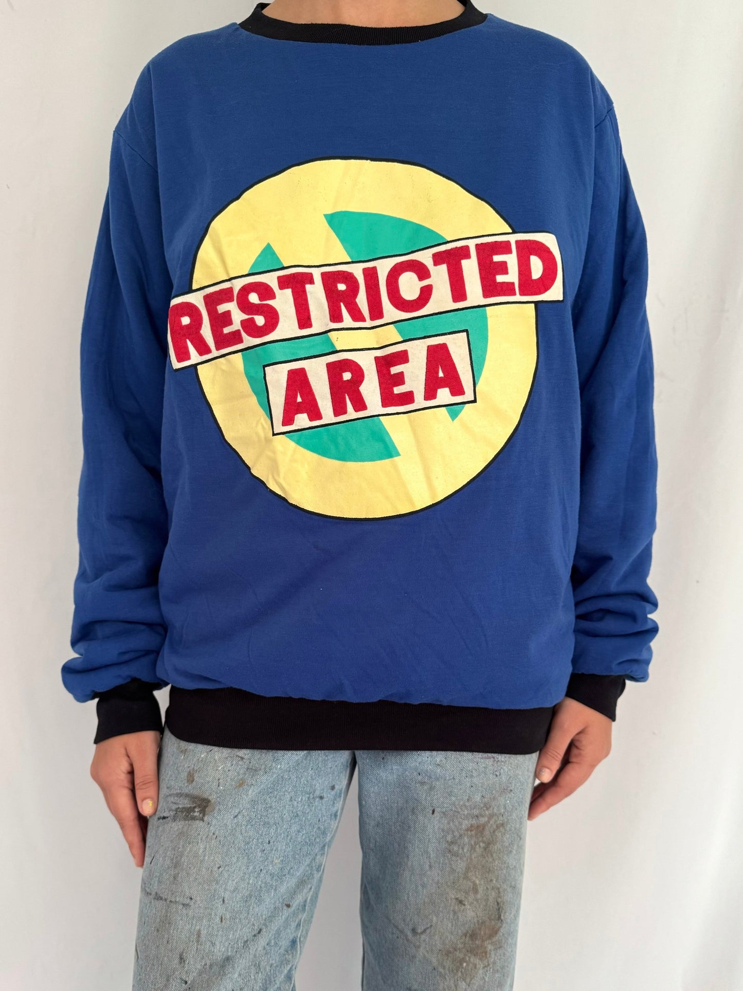 90s vintage blue reversible Restricted Area pullover sweatshirt