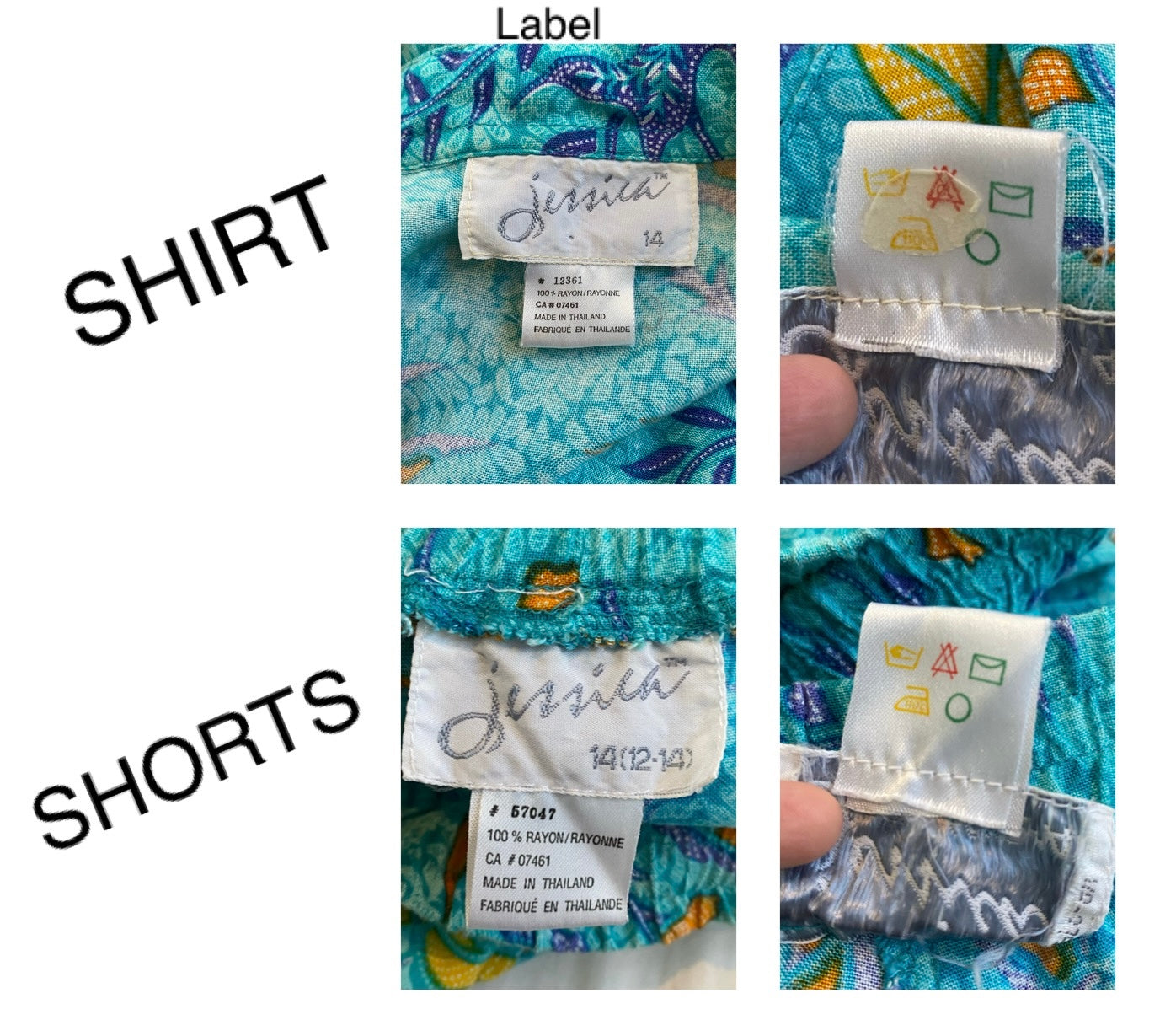 80s vintage blue Hawaiian tie top mini shorts matching set