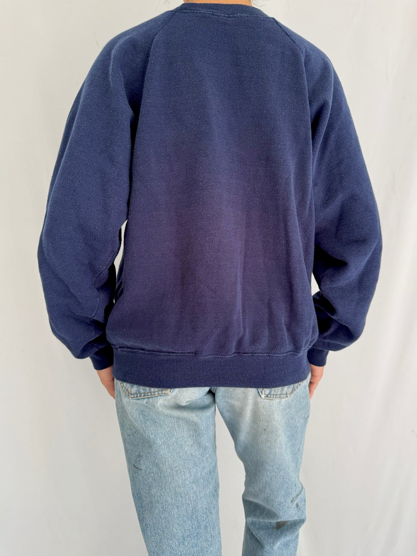 90s vintage blue neon ski graphic pullover sweater