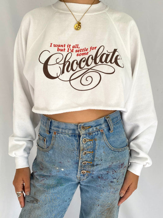 90s vintage I’d settle for chocolate cropped pullover sweater