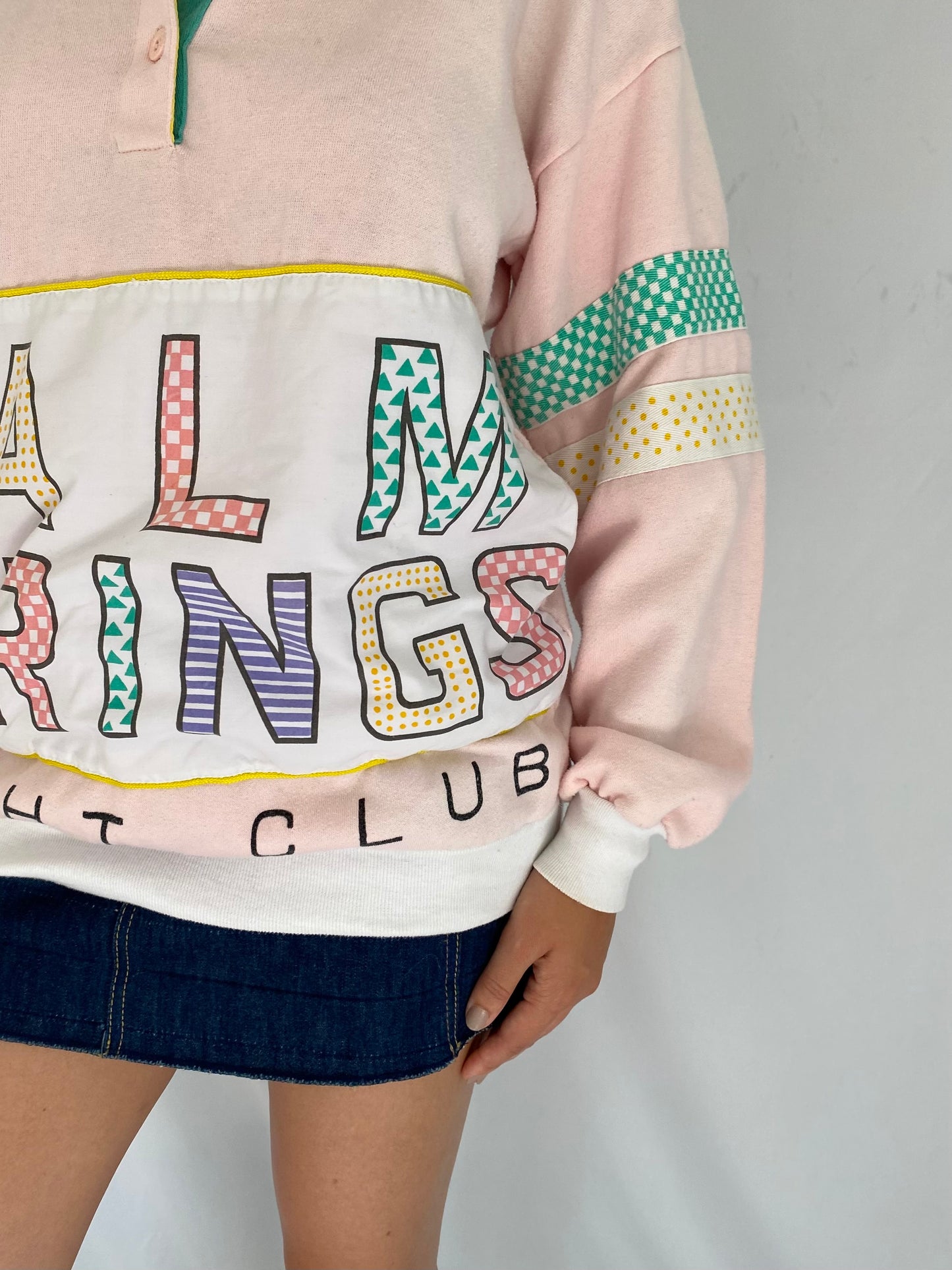 80s vintage pink palm springs california pullover sweater