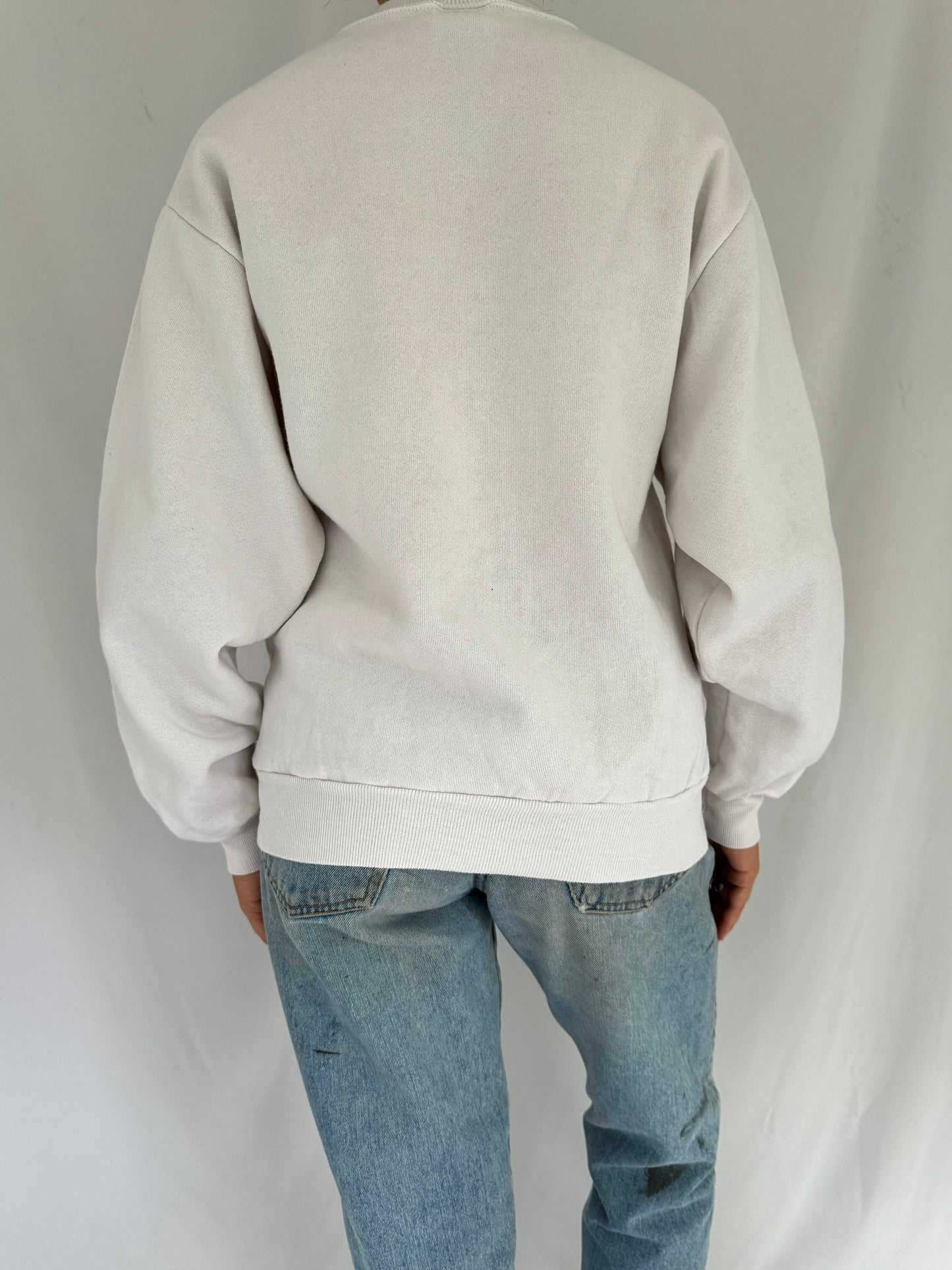 90s vintage white joy of the lord holiday graphic pullover sweater