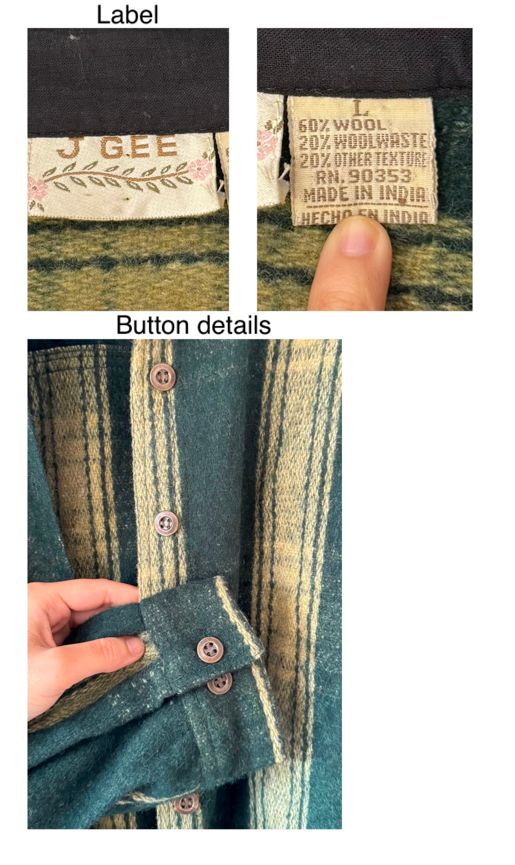 90s vintage green thick wool plaid button up down shirt jacket | unisex outdoor lumberjack country cottage striped casual collared shacket