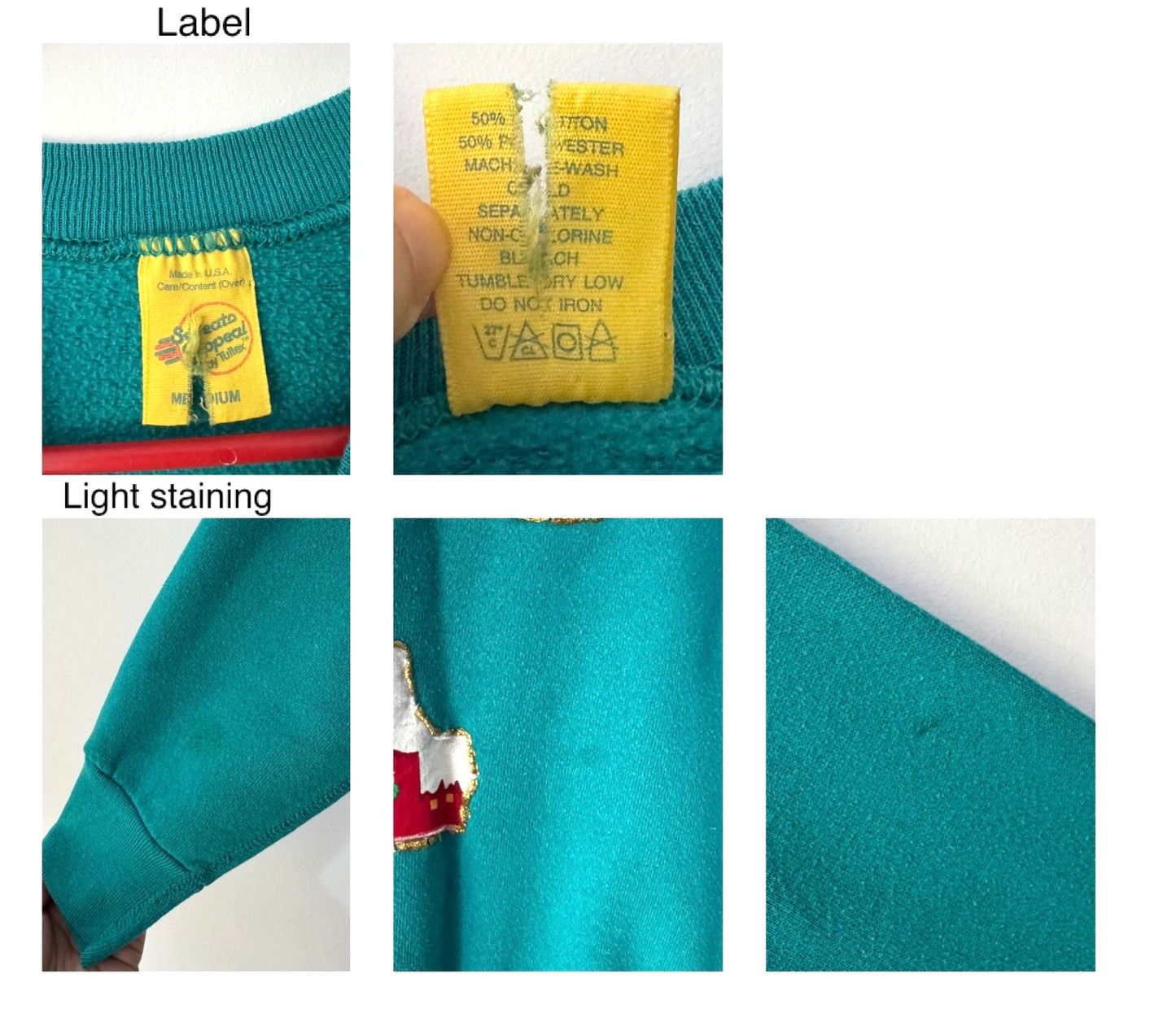 90s vintage turquoise holiday JOY pullover sweater