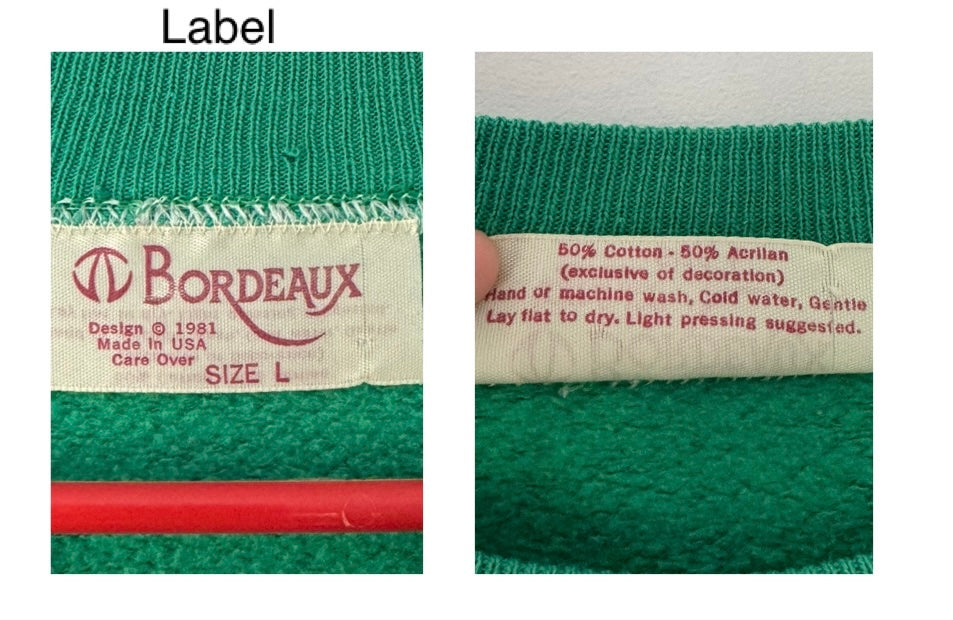 80s vintage green teddy bear holiday cropped pullover sweater