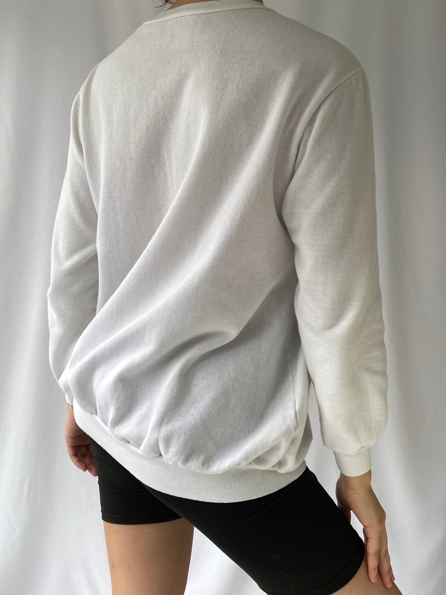 80s vintage cartoon bunnies shake rattle roll pullover sweatshirt – small, medium | graphic cotton unisex crewneck sweater