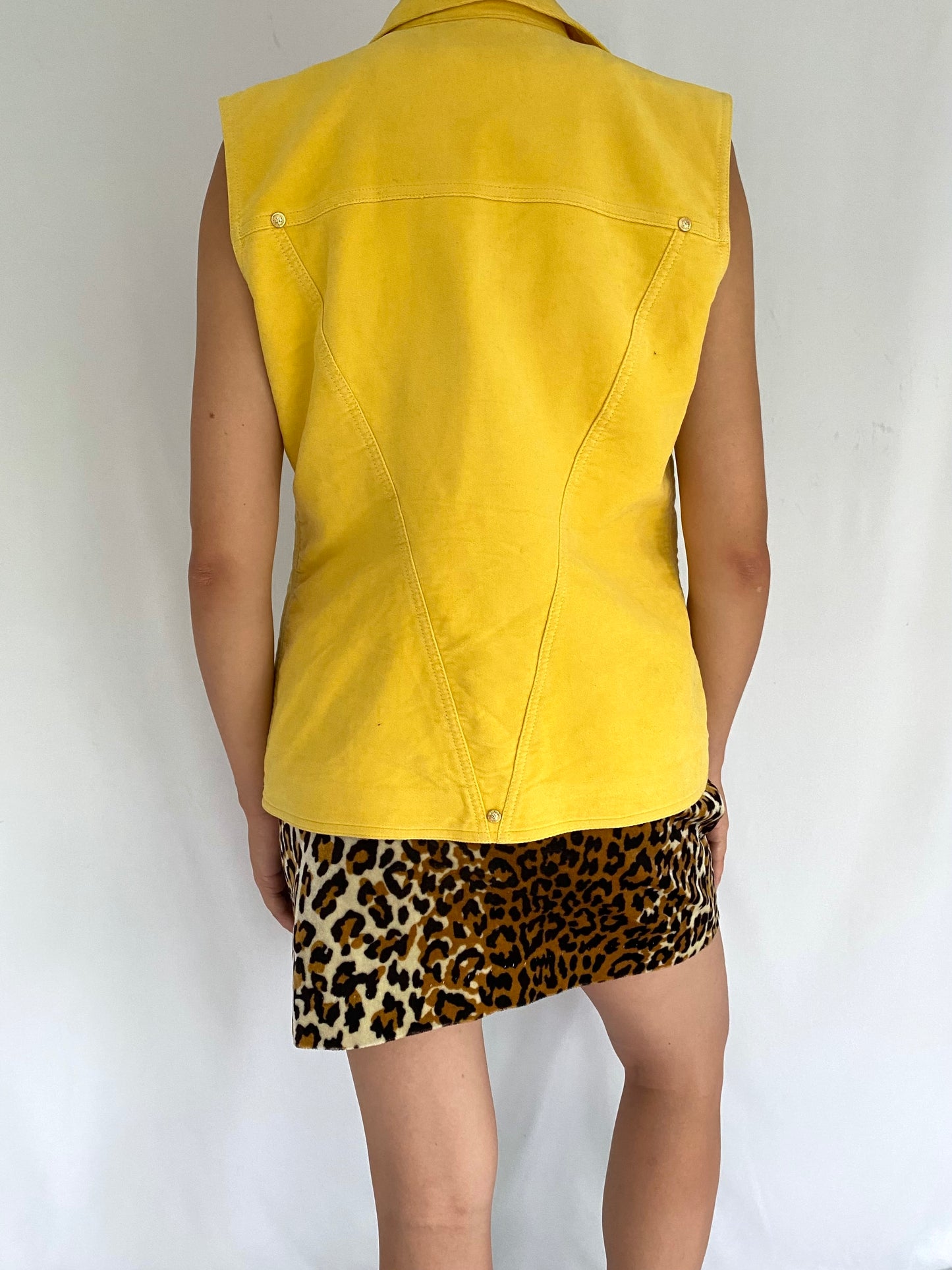 90s vintage Versace jeans couture yellow button up vest