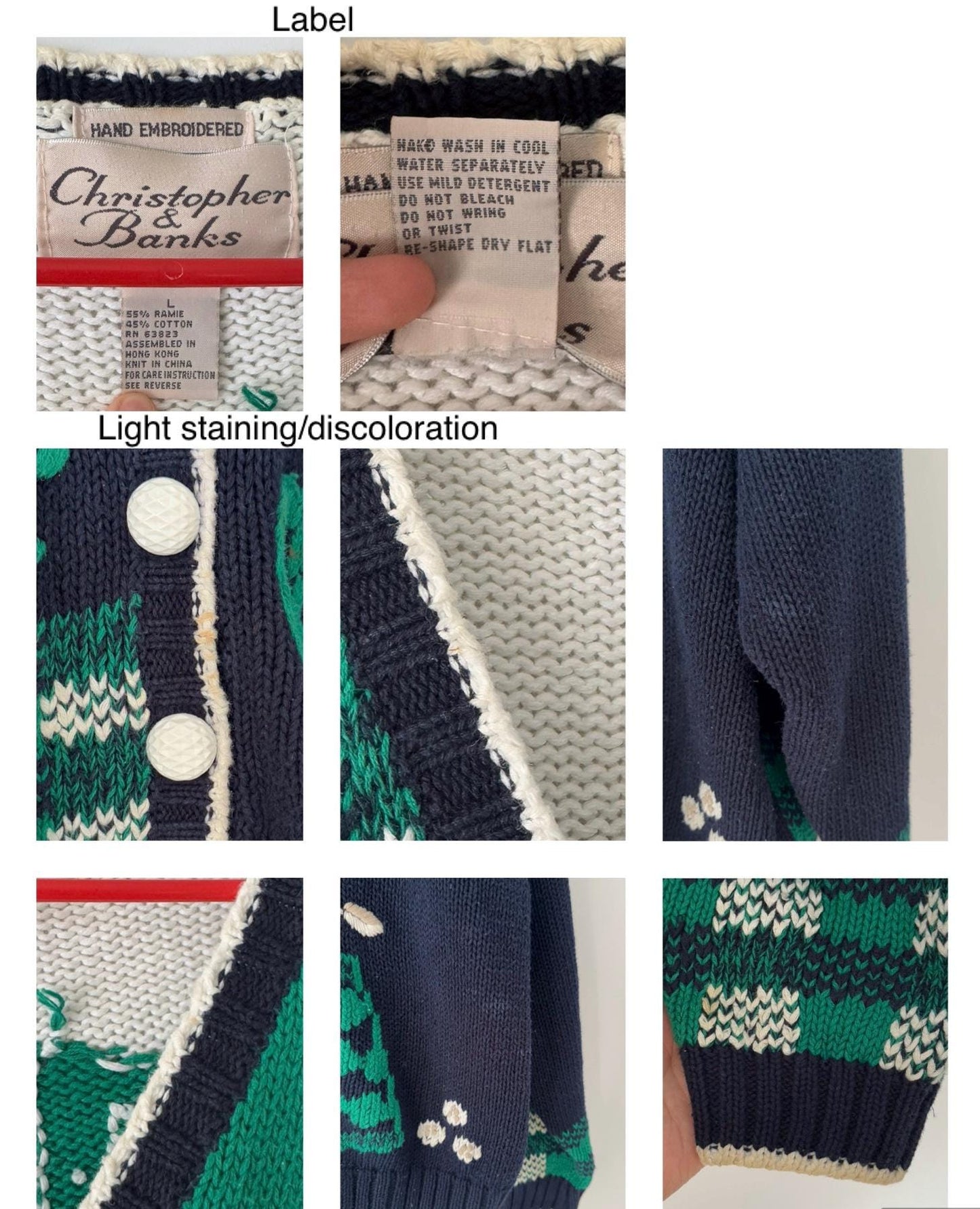 90s vintage novelty golf print embroidered hand knit cardigan – large | 3D golfing plaid unique funky button up sweater