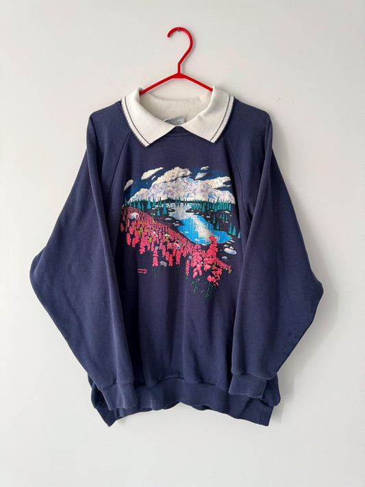 90s vintage colorful neon outdoor scene pullover sweatshirt