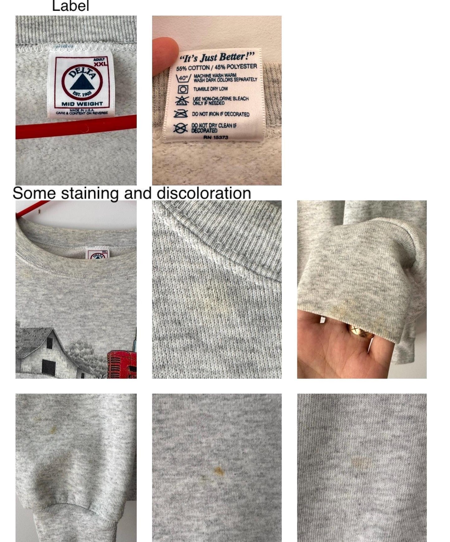90s vintage grey cow animal outdoor farm graphic pullover sweatshirt