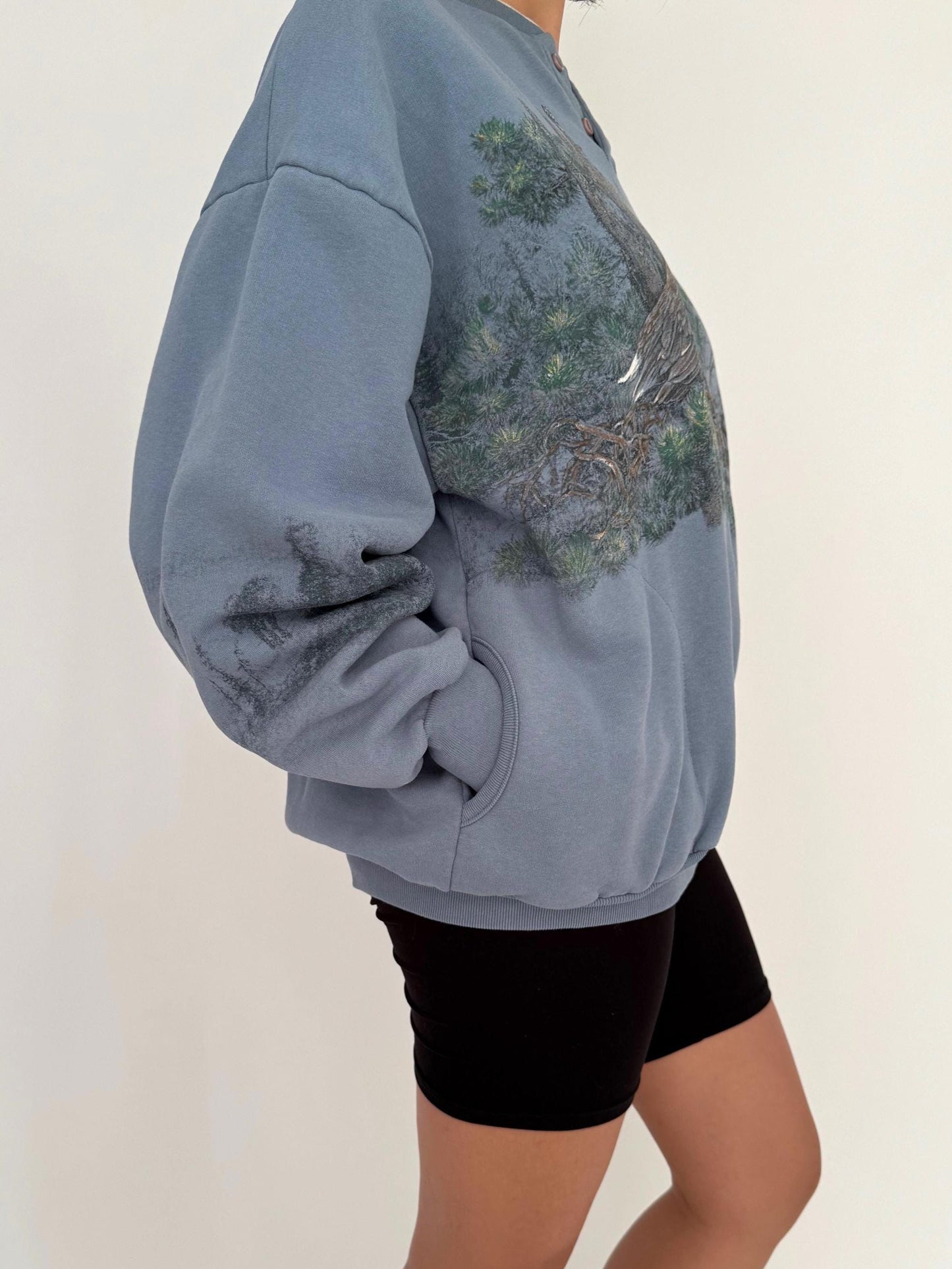 90s vintage blue eagle nature outdoor graphic unisex pullover sweater
