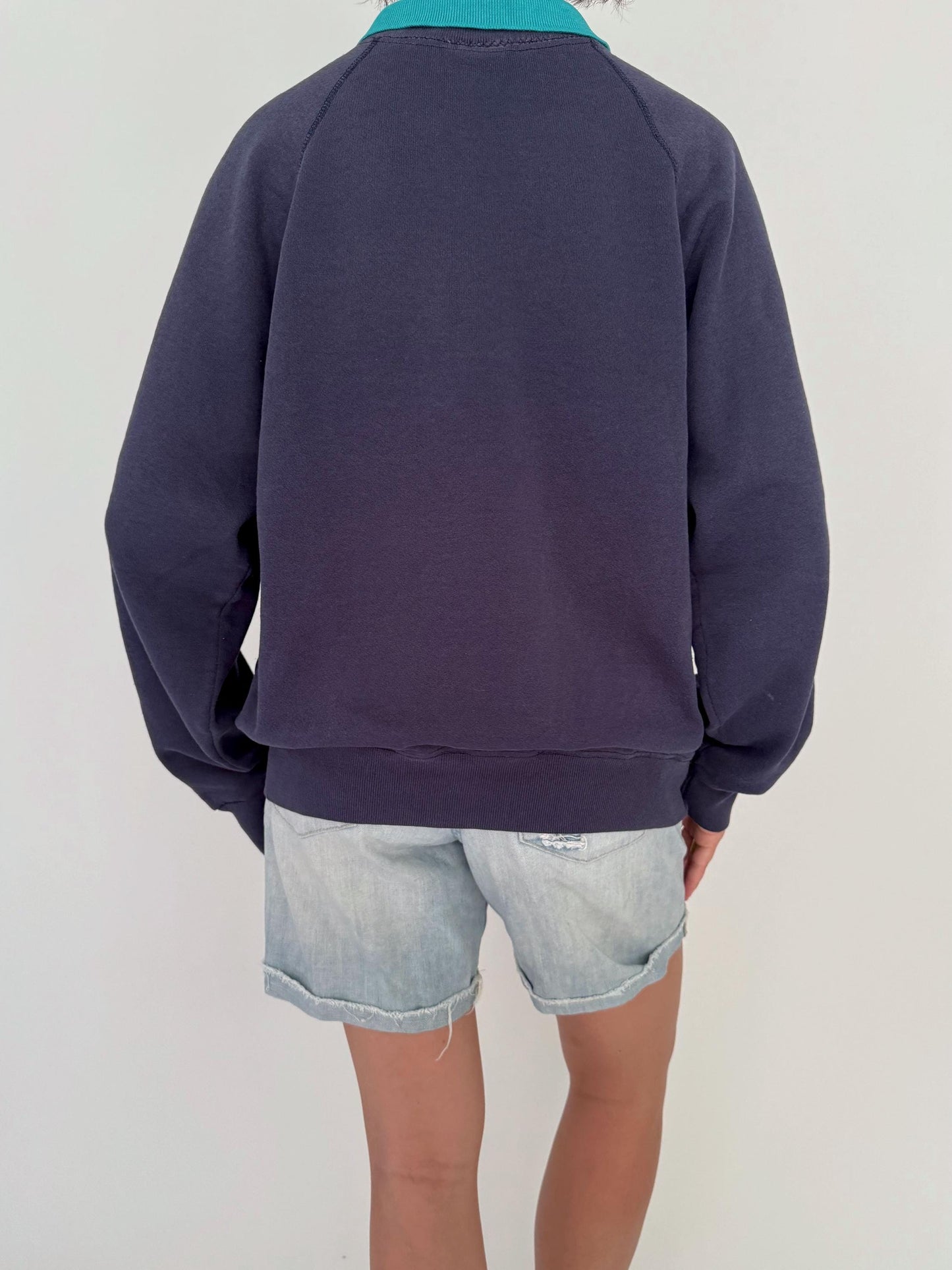 90s vintage blue golf graphic collared pullover sweatshirt | made in USA cotton sweater