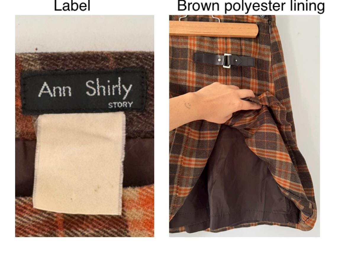 80s vintage brown plaid tartan pleated mini skirt