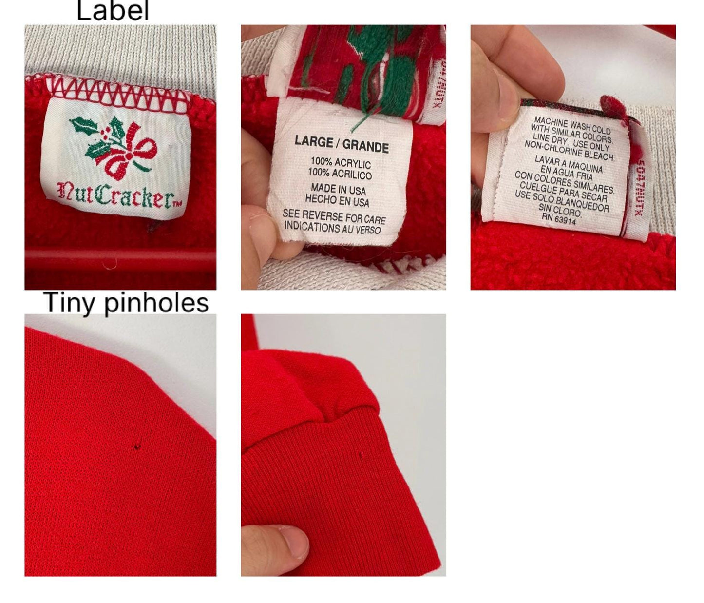 90s vintage red kittens cat christmas graphic pullover sweatshirt – large