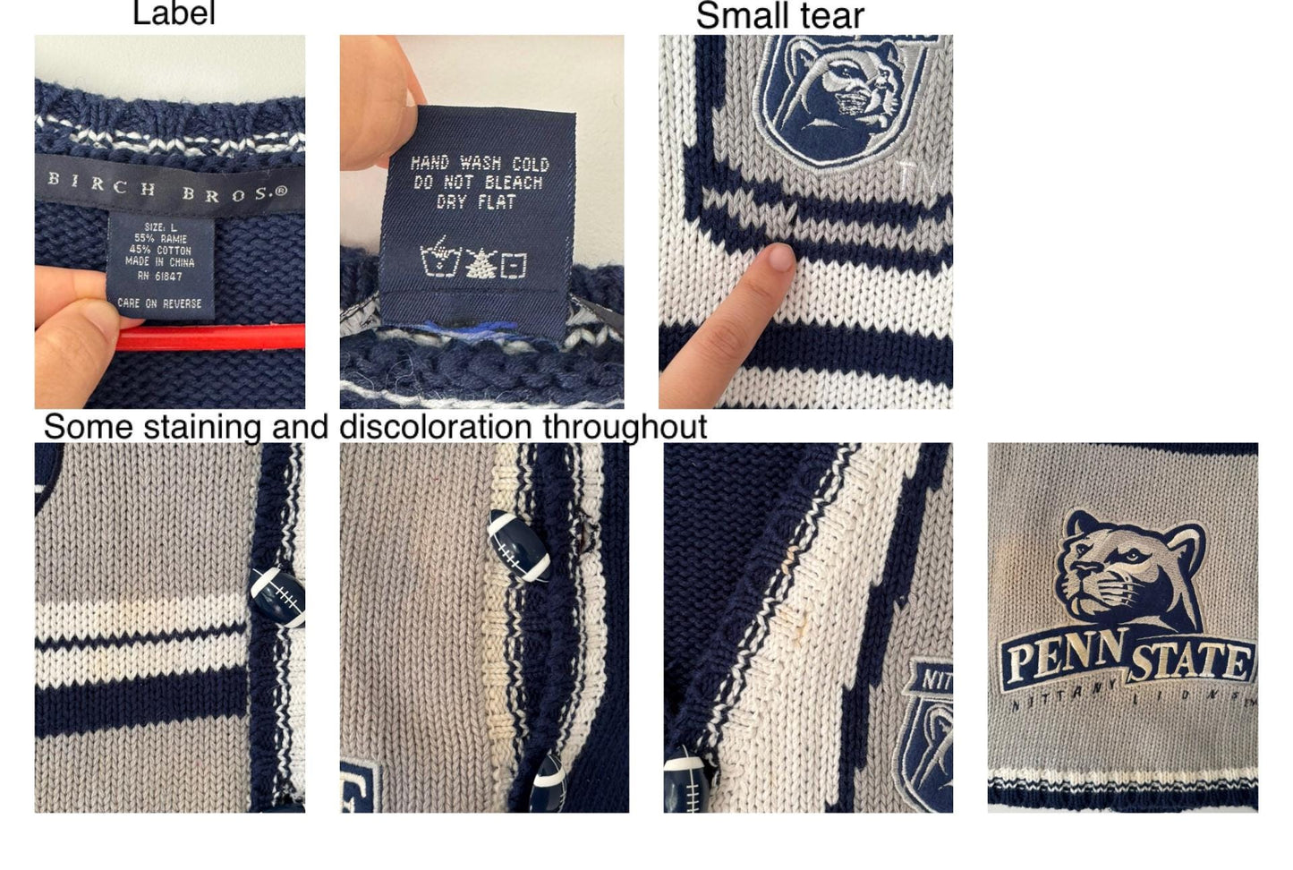 90s vintage blue Penn State football team knit sweater vest