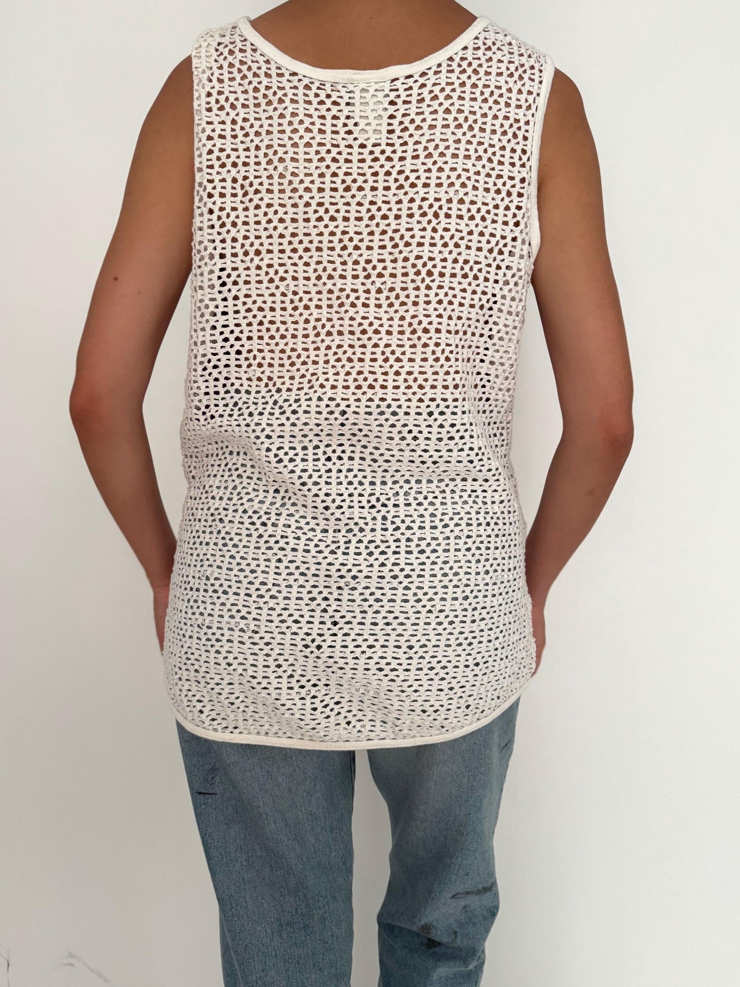 80s vintage white Florida retro graphic mesh tank top – medium | made in USA travel souvenir shirt