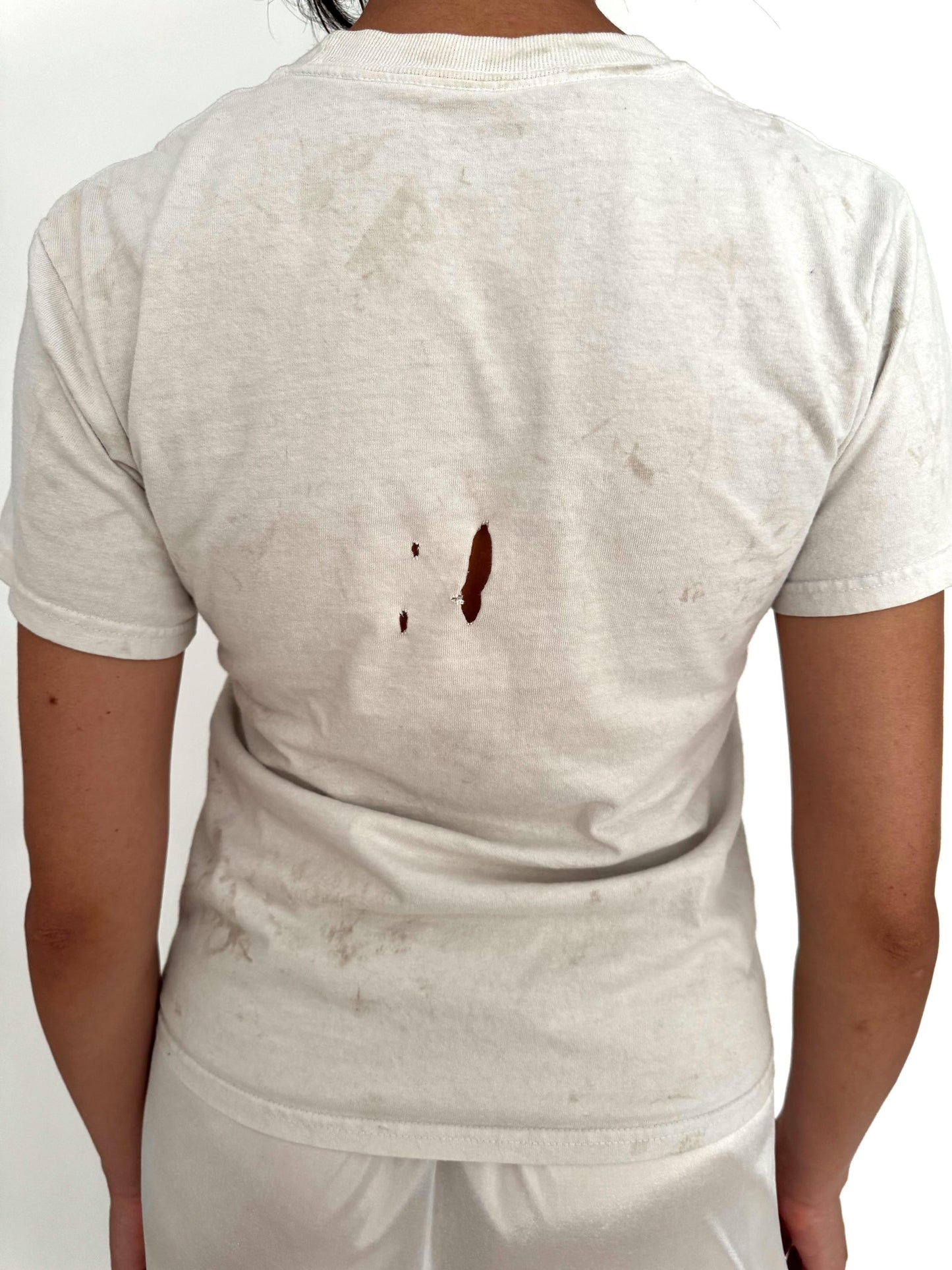 90s vintage white Zoomers Skate Club distressed baby tee shirt – small | thrashed fitted crop top