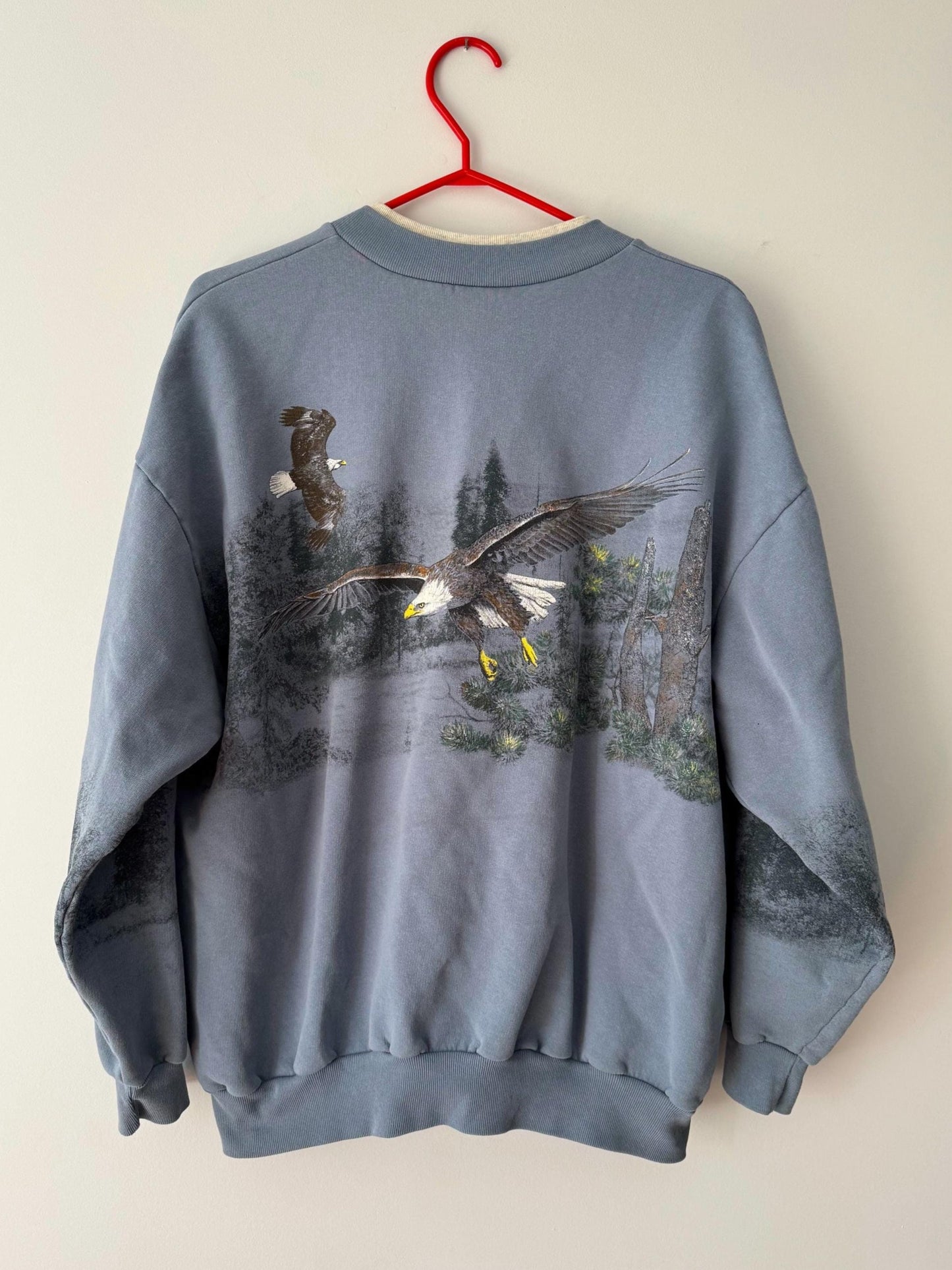 90s vintage blue eagle nature outdoor graphic unisex pullover sweater