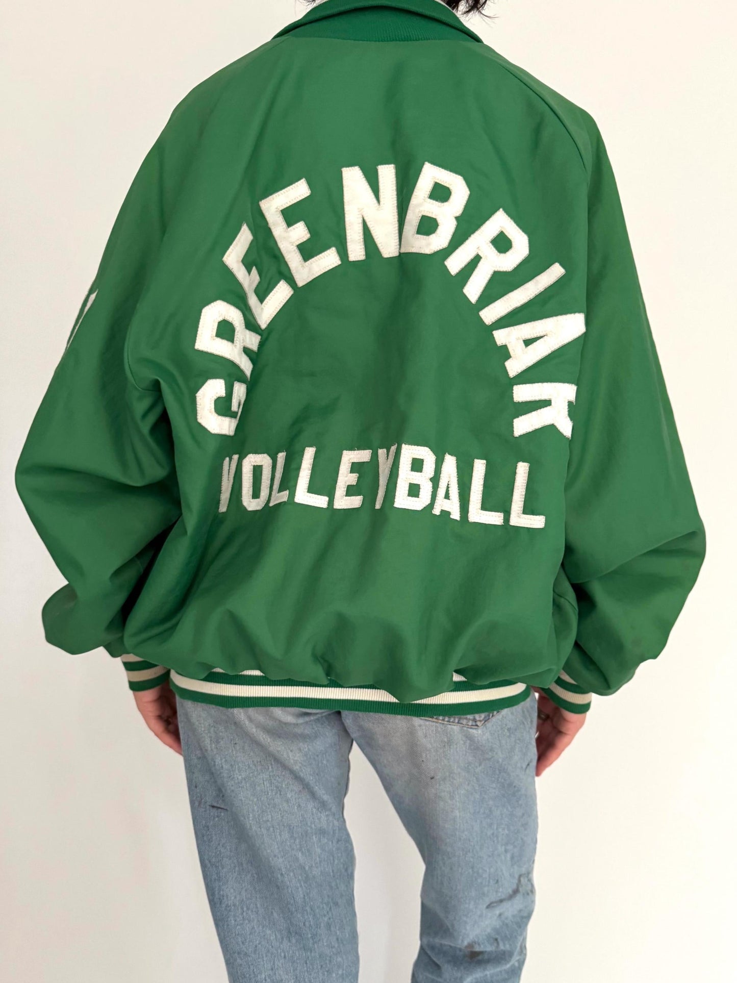 90s vintage green volleyball LISA varsity jacket