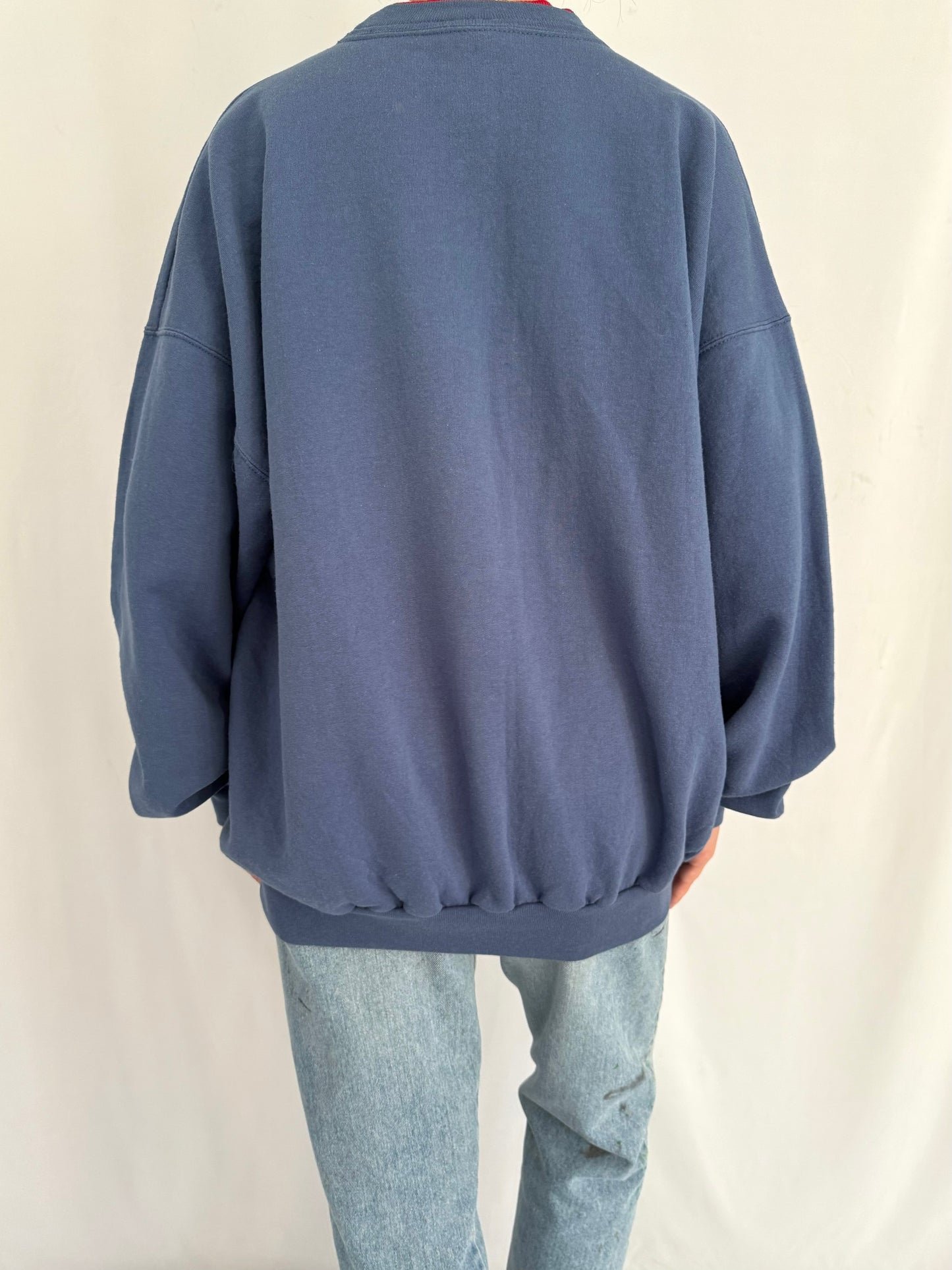 90s vintage blue winter holiday kittens graphic pullover sweatshirt