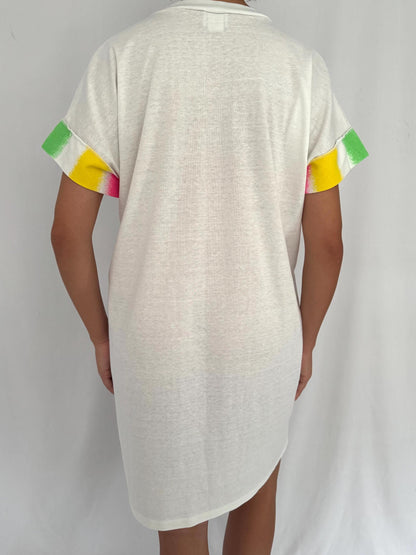 90s vintage neon surf club tropical vacation tee shirt dress