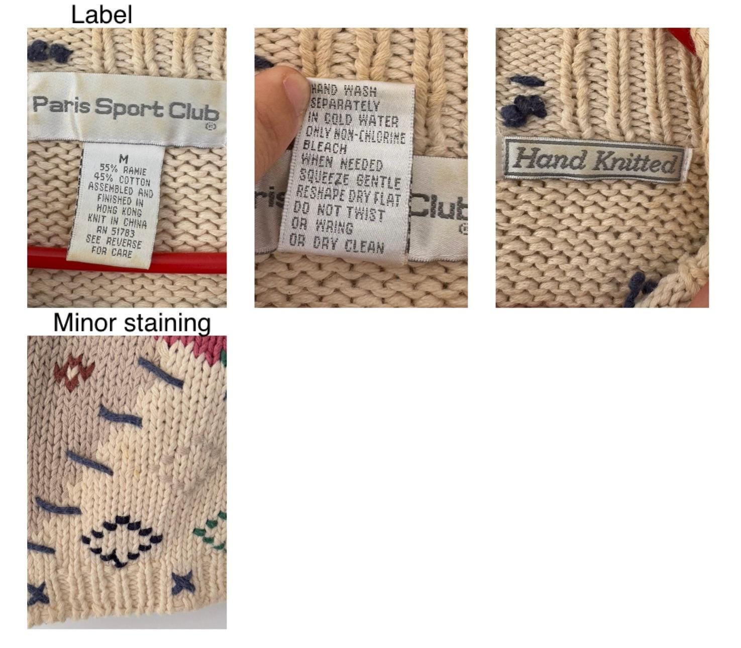 80s vintage multicolor floral patchwork granny thick hand knit sweater