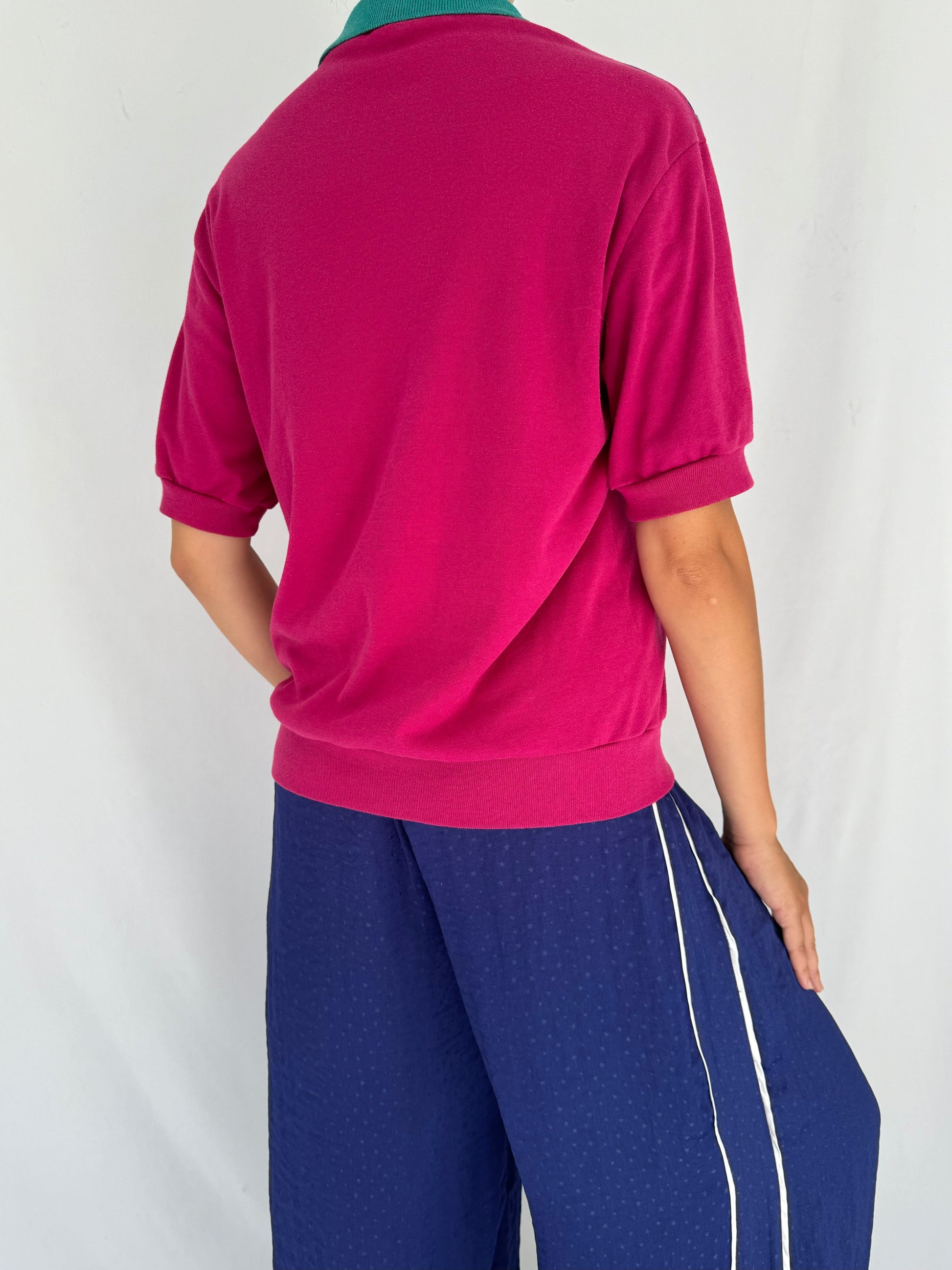 80s vintage multicolor geometric collared short sleeved shirt 