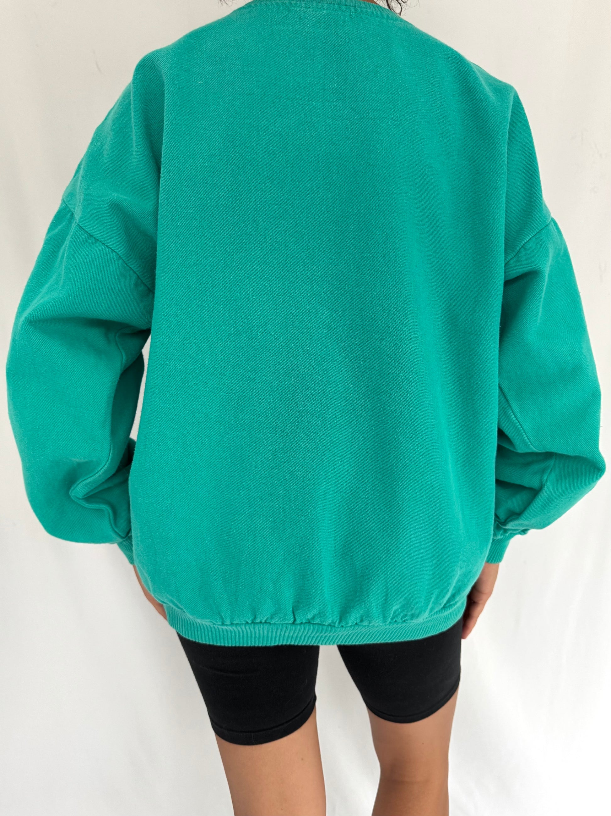 90s vintage teal san francisco retro graphic pullover sweater