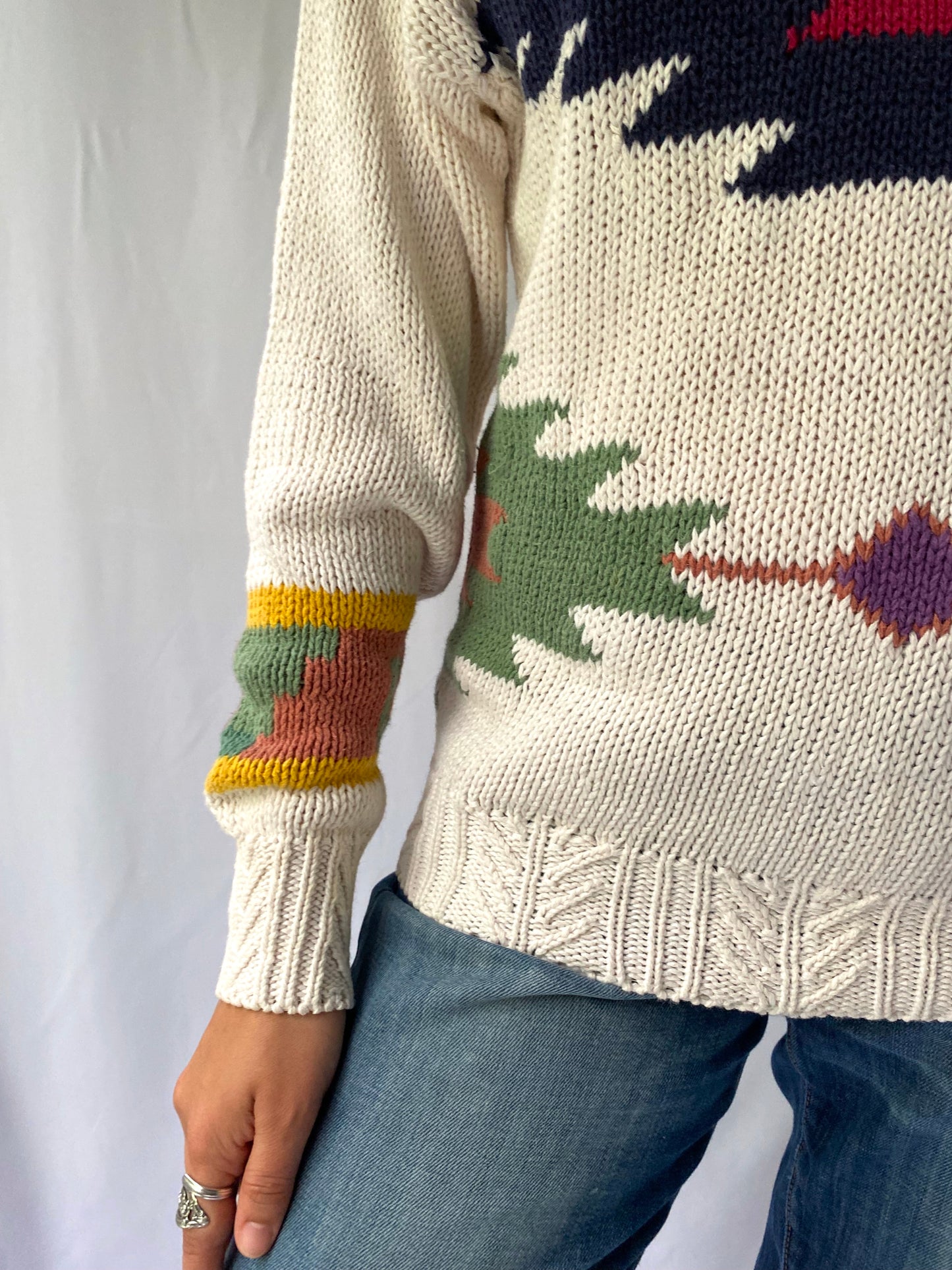 90s vintage multicolor southwestern Aztec cable knit sweater