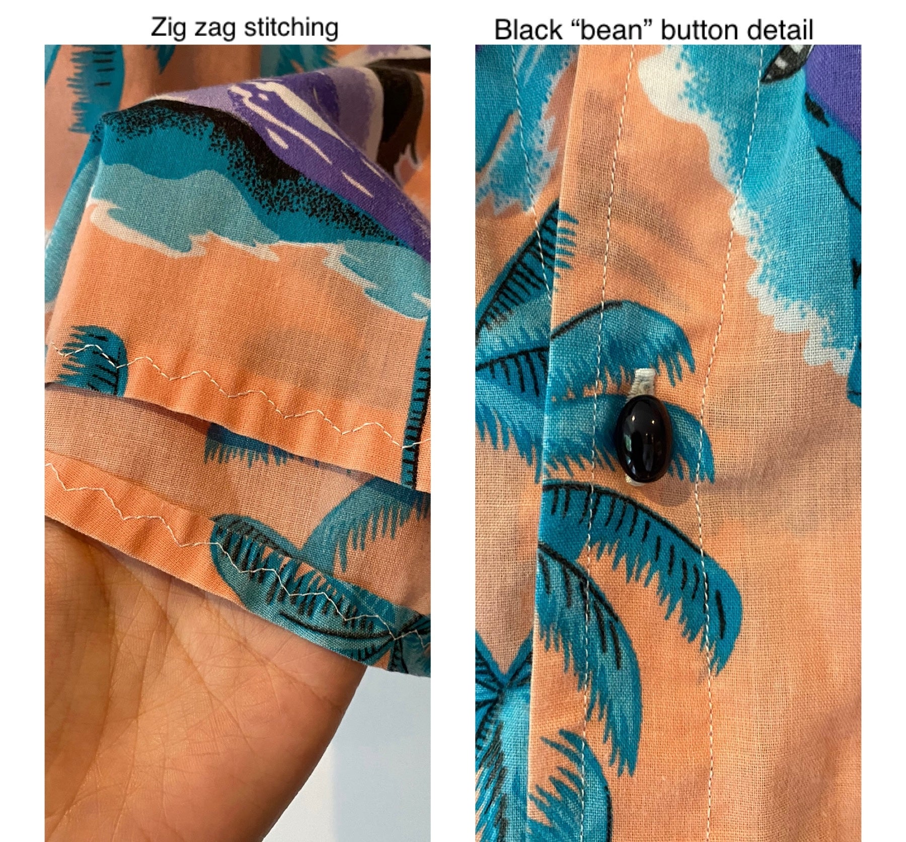 90s vintage multicolor tropical resort palm tree button up shirt 