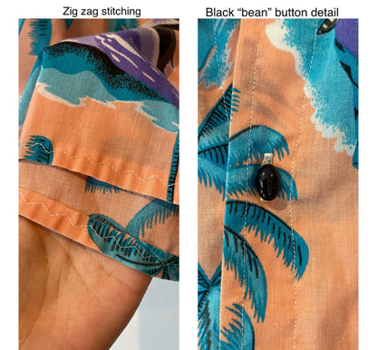 90s vintage multicolor tropical resort palm tree button up shirt 