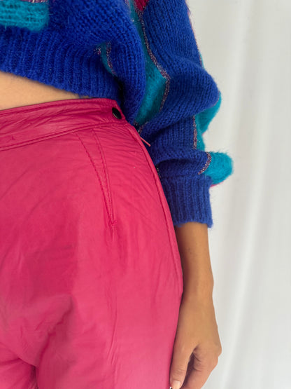 80s vintage hot pink tapered leather pants