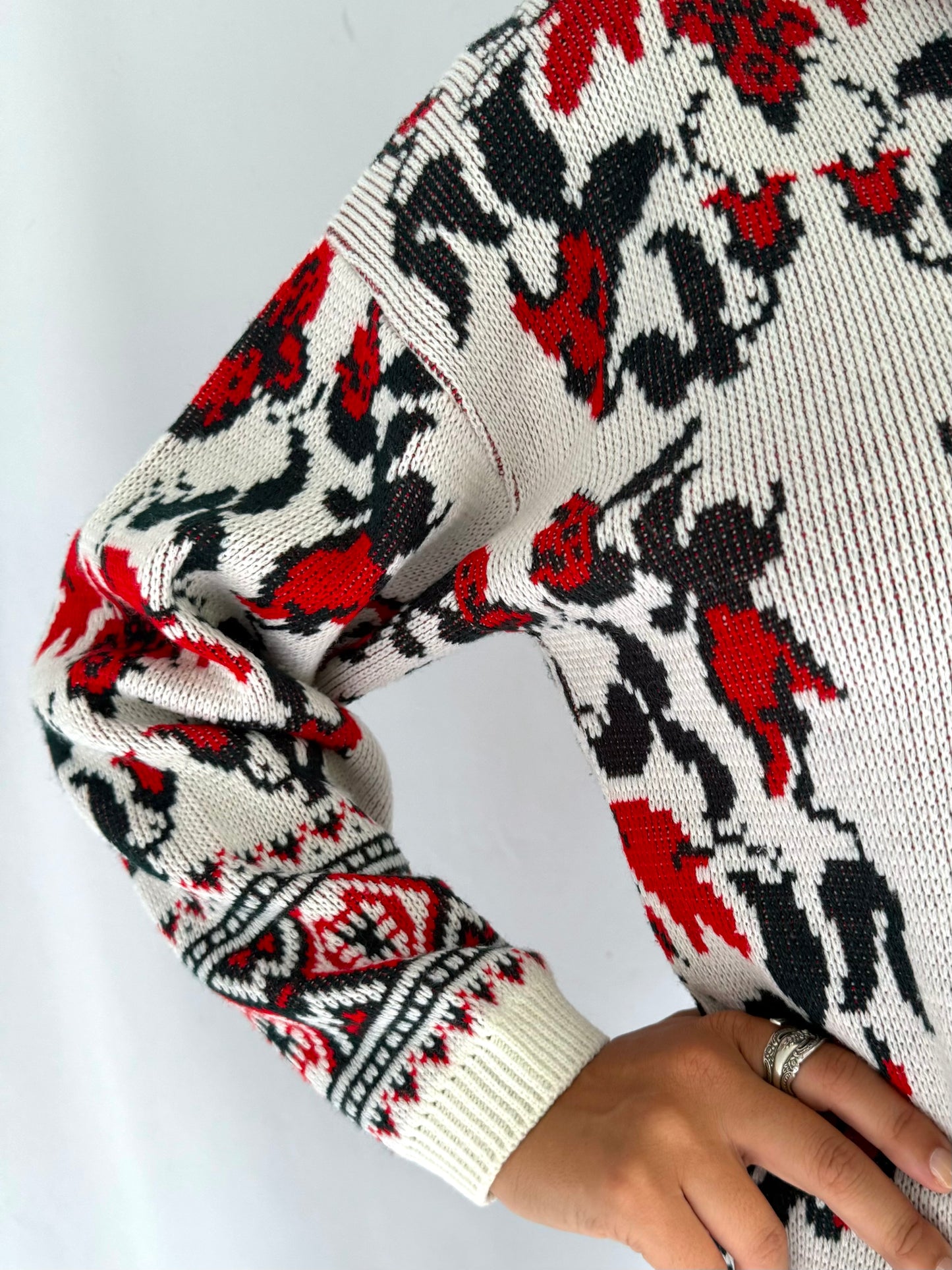 90s vintage multicolor floral abstract collared knit sweater