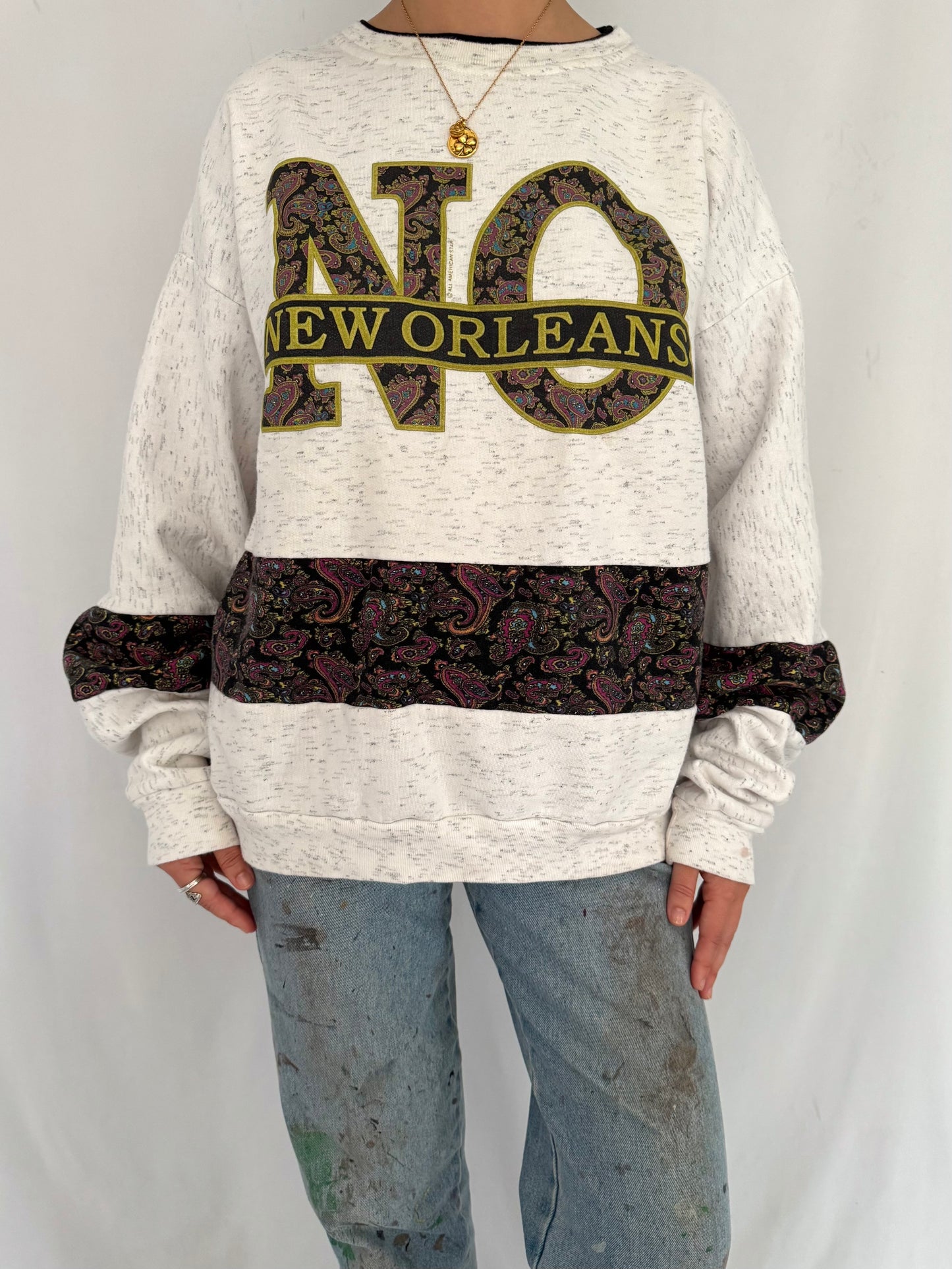 90s vintage grey new orleans unisex graphic pullover sweatshirt