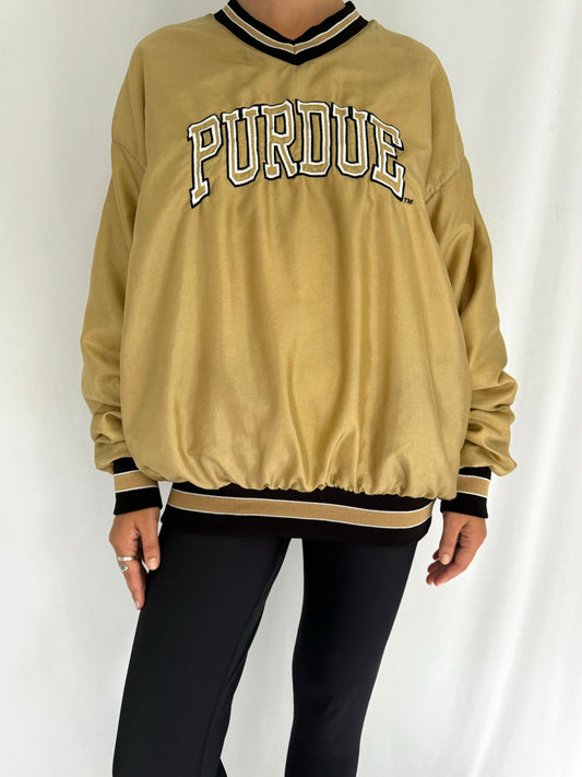 90s vintage Purdue unisex gold pullover windbreaker – medium | football varsity athletic sports jacket